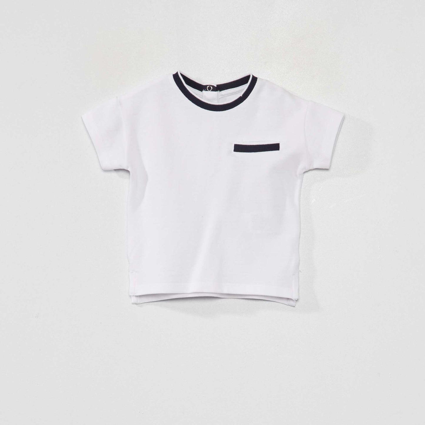 Tee-shirt en maille piquée esprit polo blanc