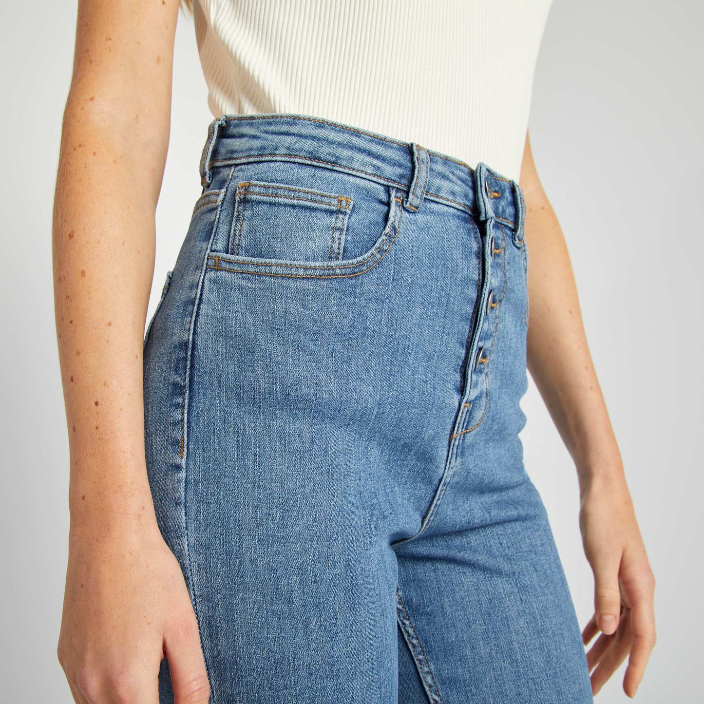 Jean skinny taille haute Bleu