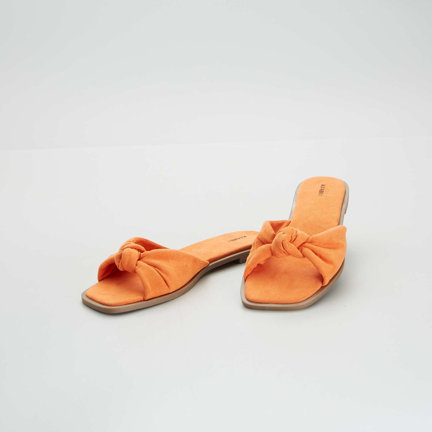 Mules plates en suédine Orange