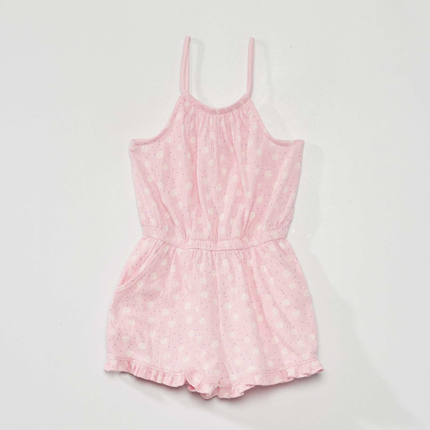 Combishort en maille ondulée avec imprimé Rose