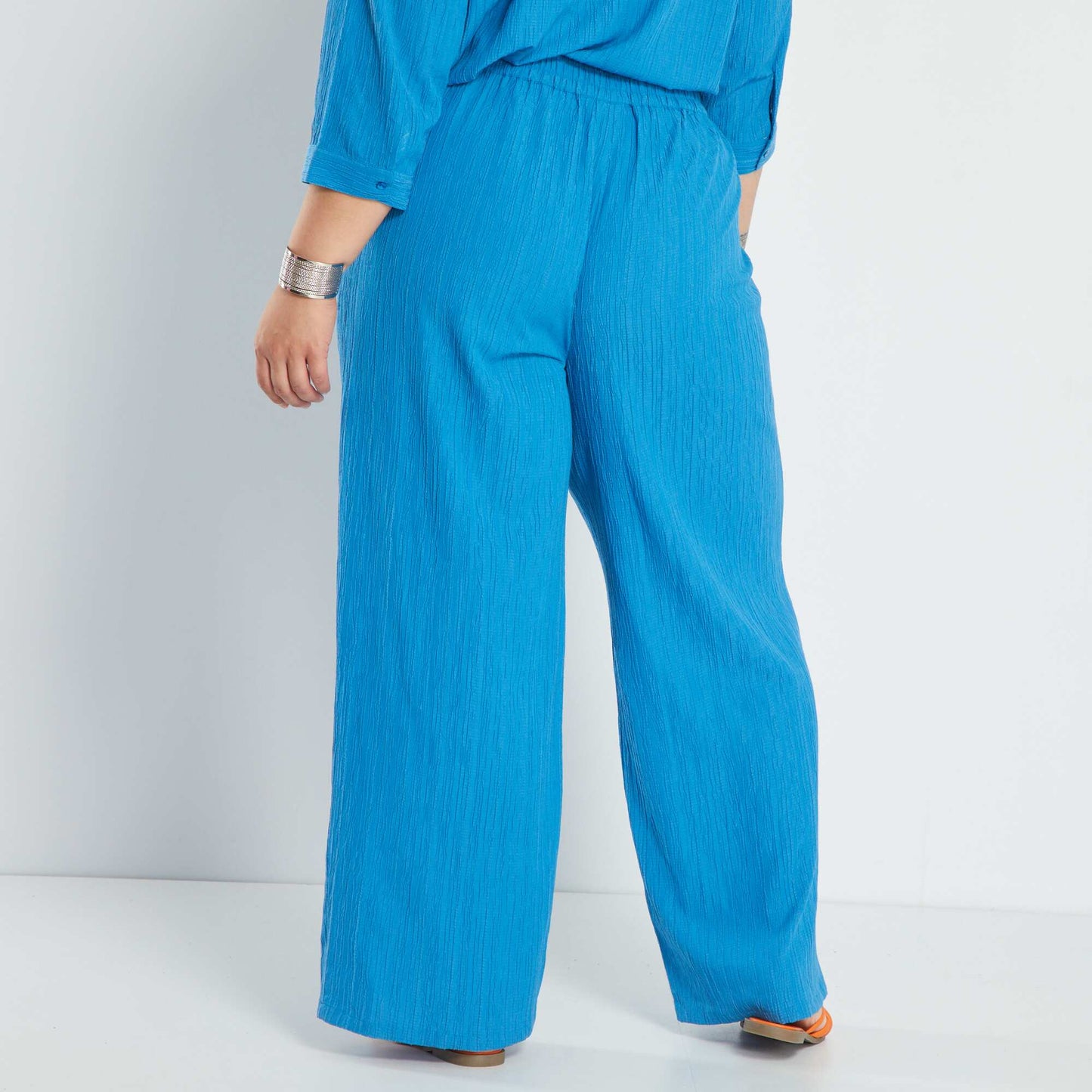 Pantalon large bleu