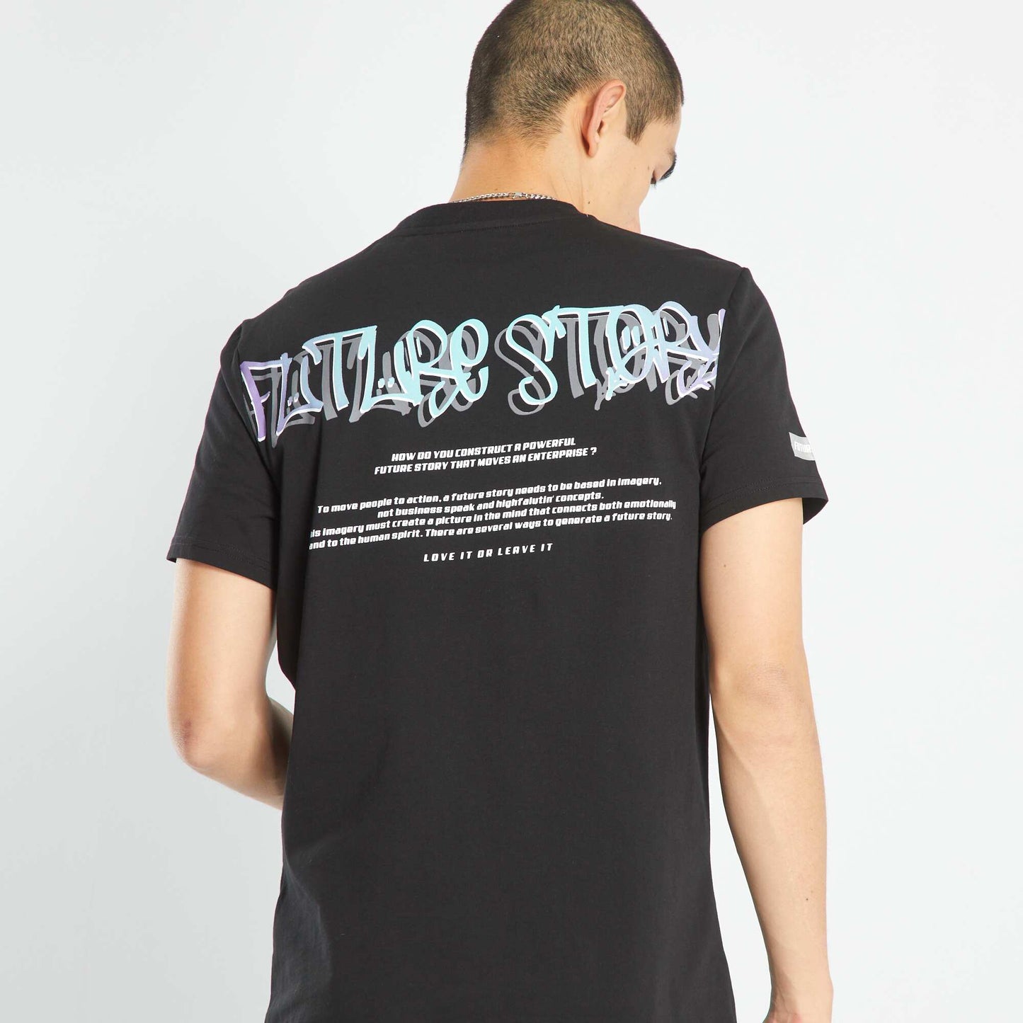T-shirt imprimé à col rond noir