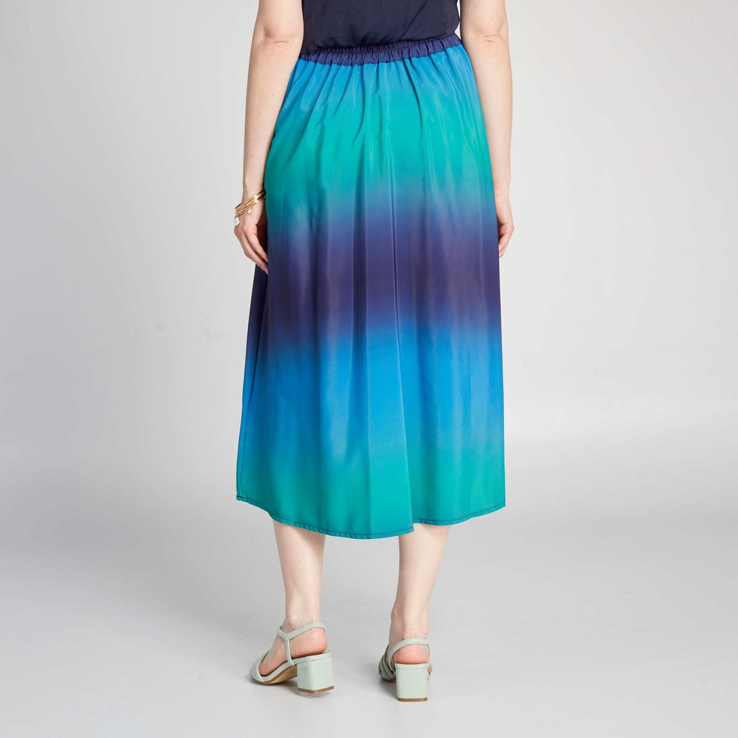 Jupe longue effet satinée Bleu