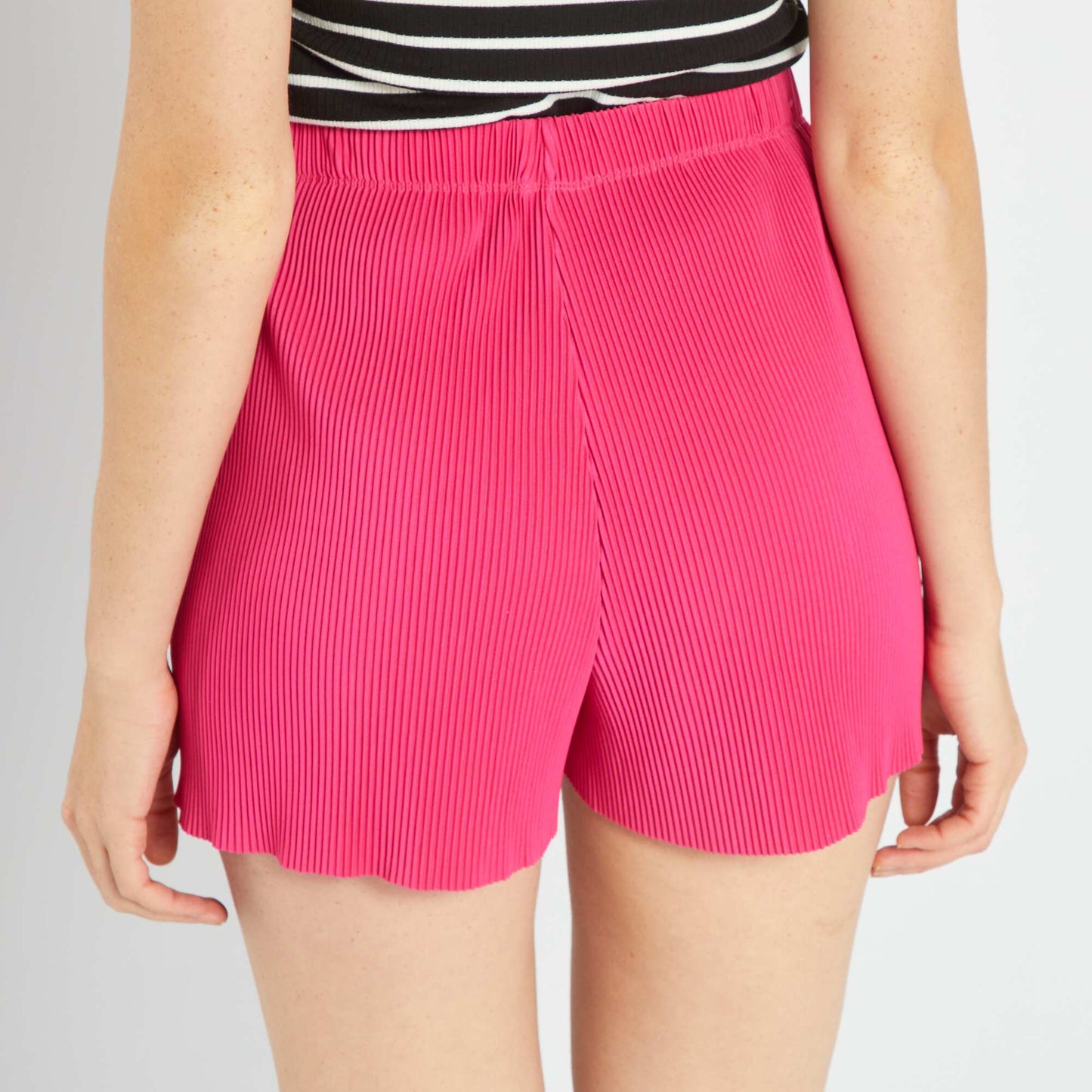 Short plissé taille haute Rose pourpre