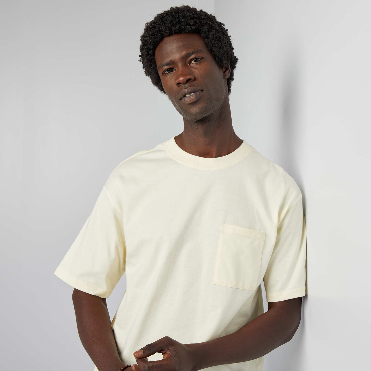 Tee-shirt uni à coupe large Jaune clair