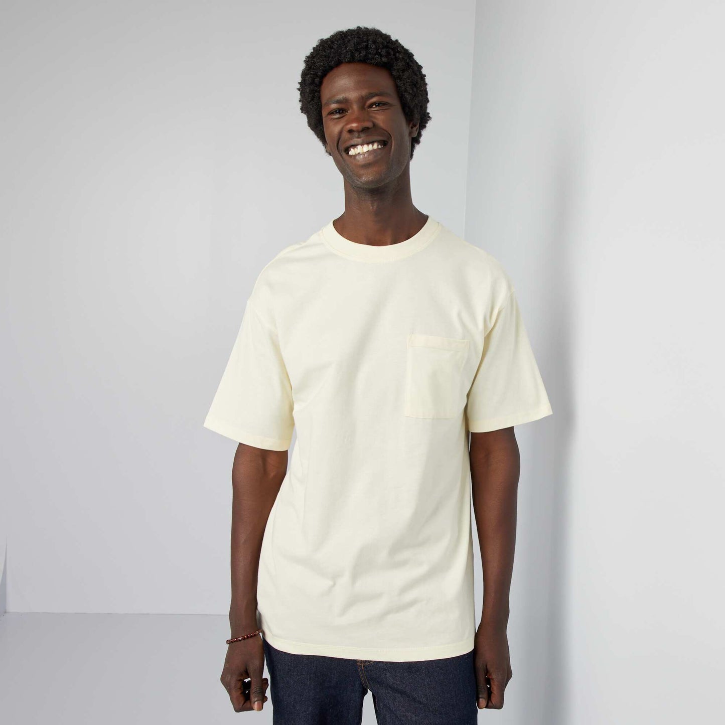 Tee-shirt uni à coupe large Jaune clair