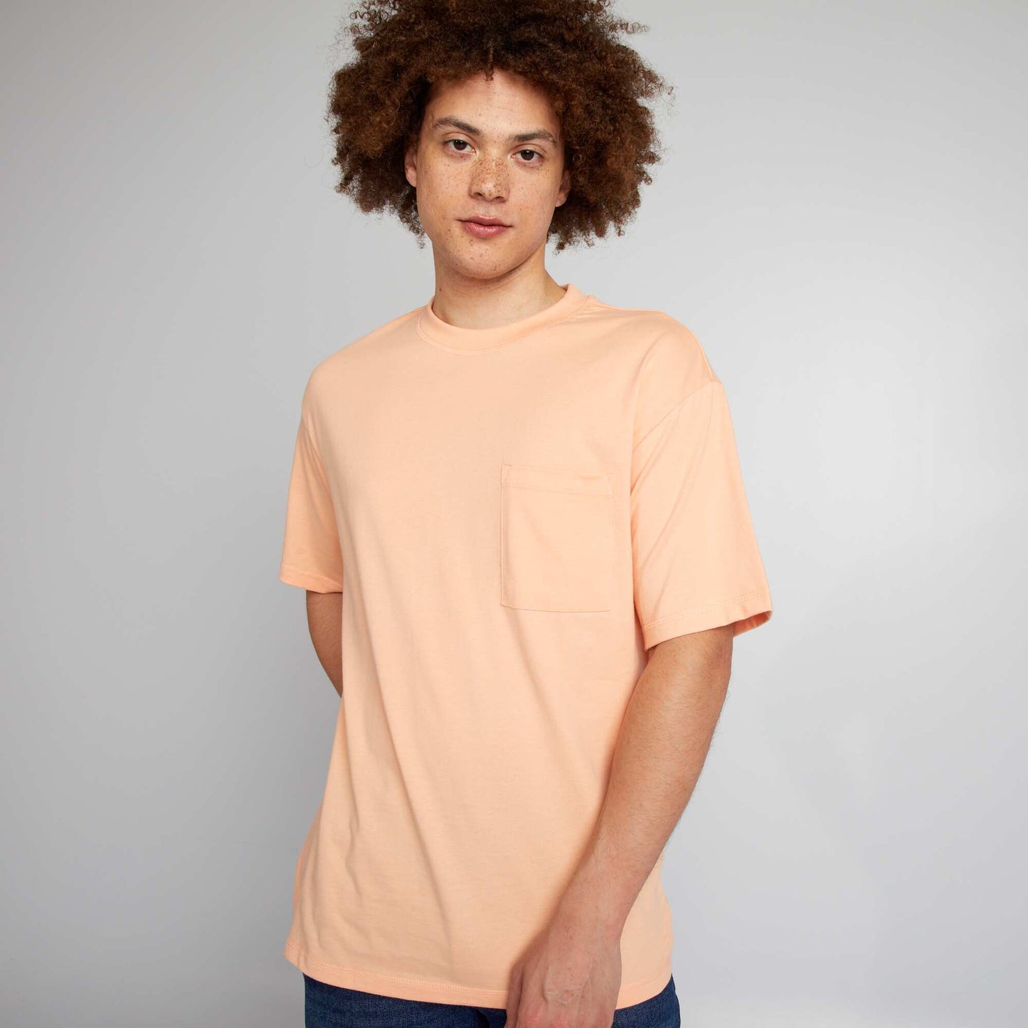 Tee-shirt uni à coupe large Pêche