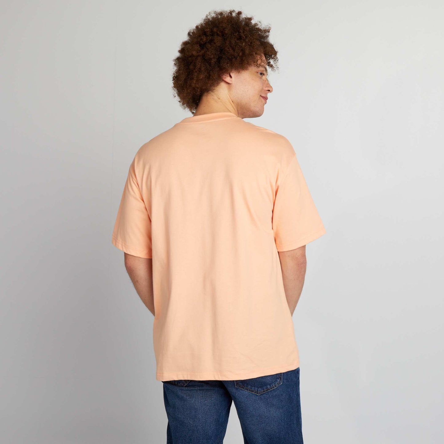 Tee-shirt uni à coupe large Pêche