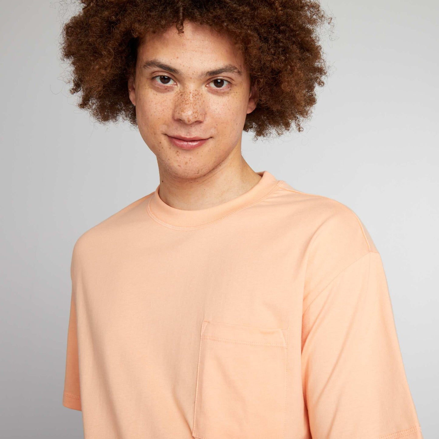 Tee-shirt uni à coupe large Pêche