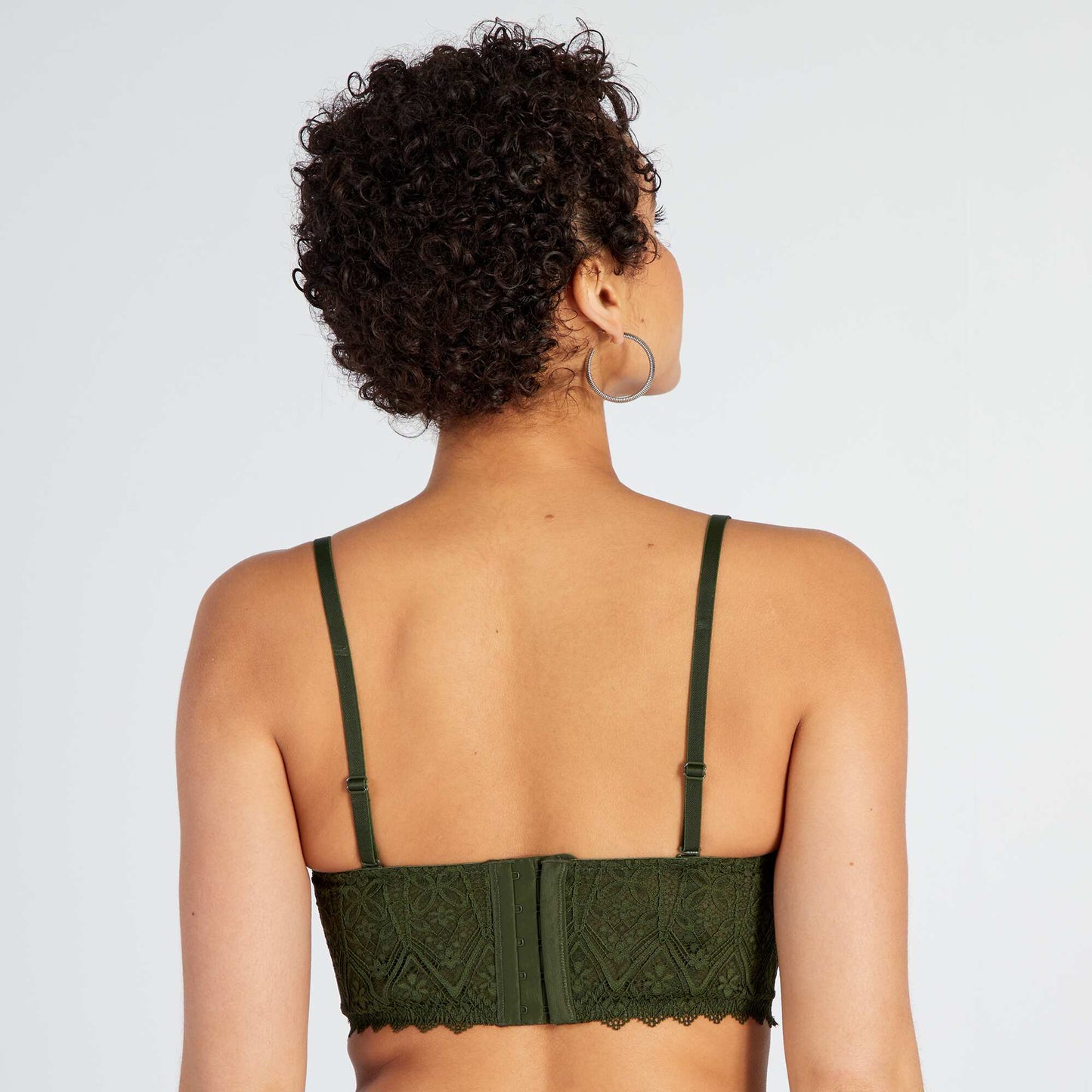 Soutien-gorge bustier ampliforme en dentelle Kaki