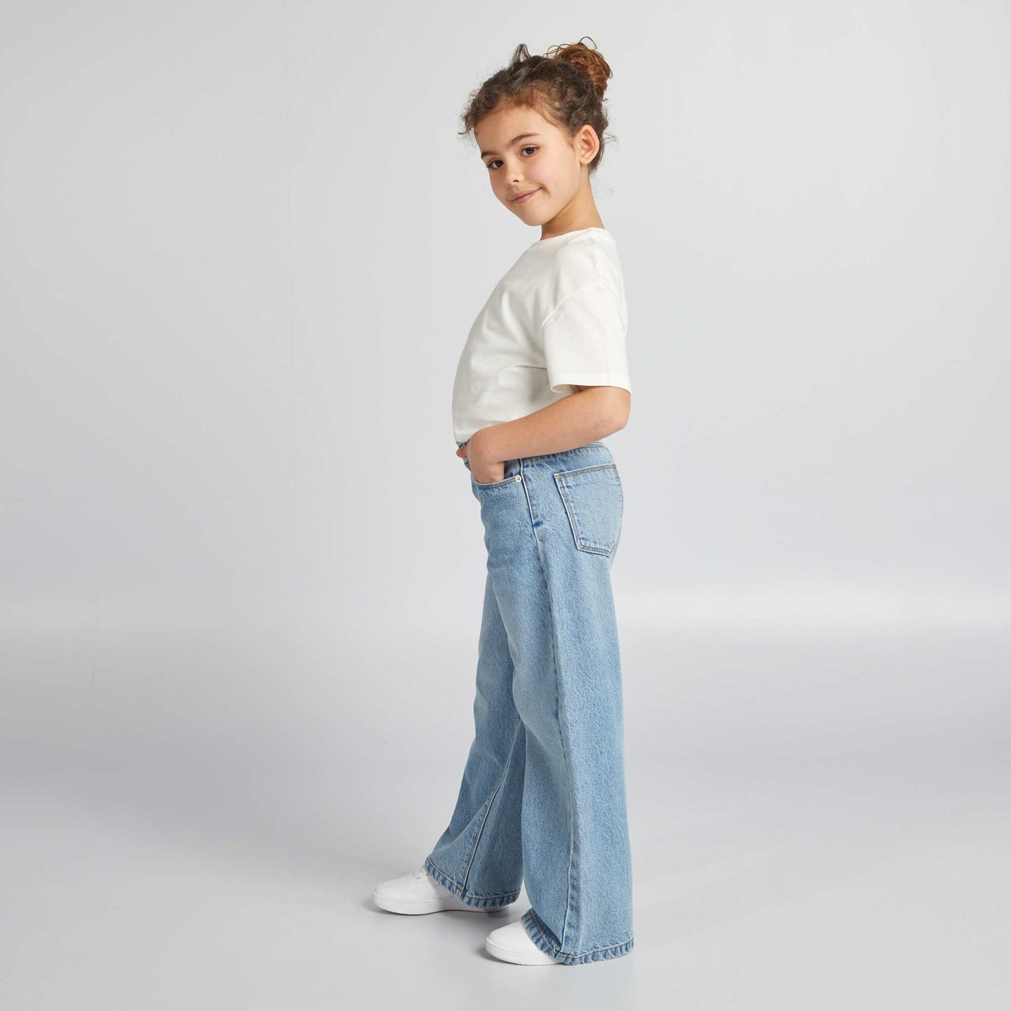 Pantalon wide leg Bleu