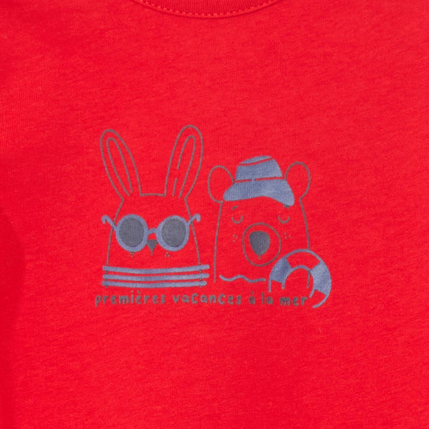 T-shirt en jersey avec ouverture boutonnée Rouge