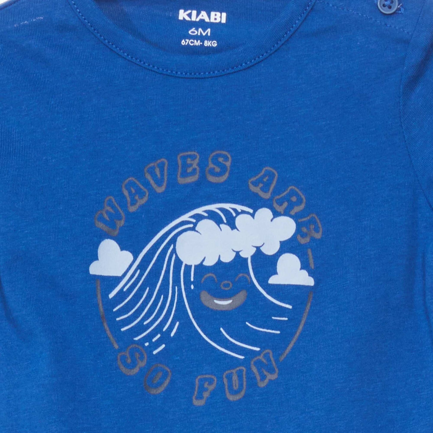 T-shirt en jersey avec ouverture boutonnée Bleu