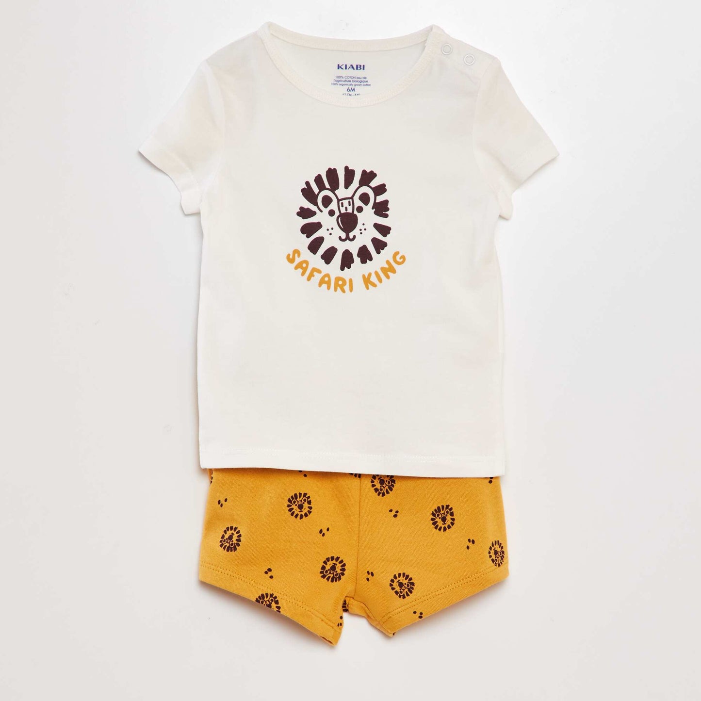 Ensemble T-shirt + short en coton - 2 pièces BLANC / JAUNE