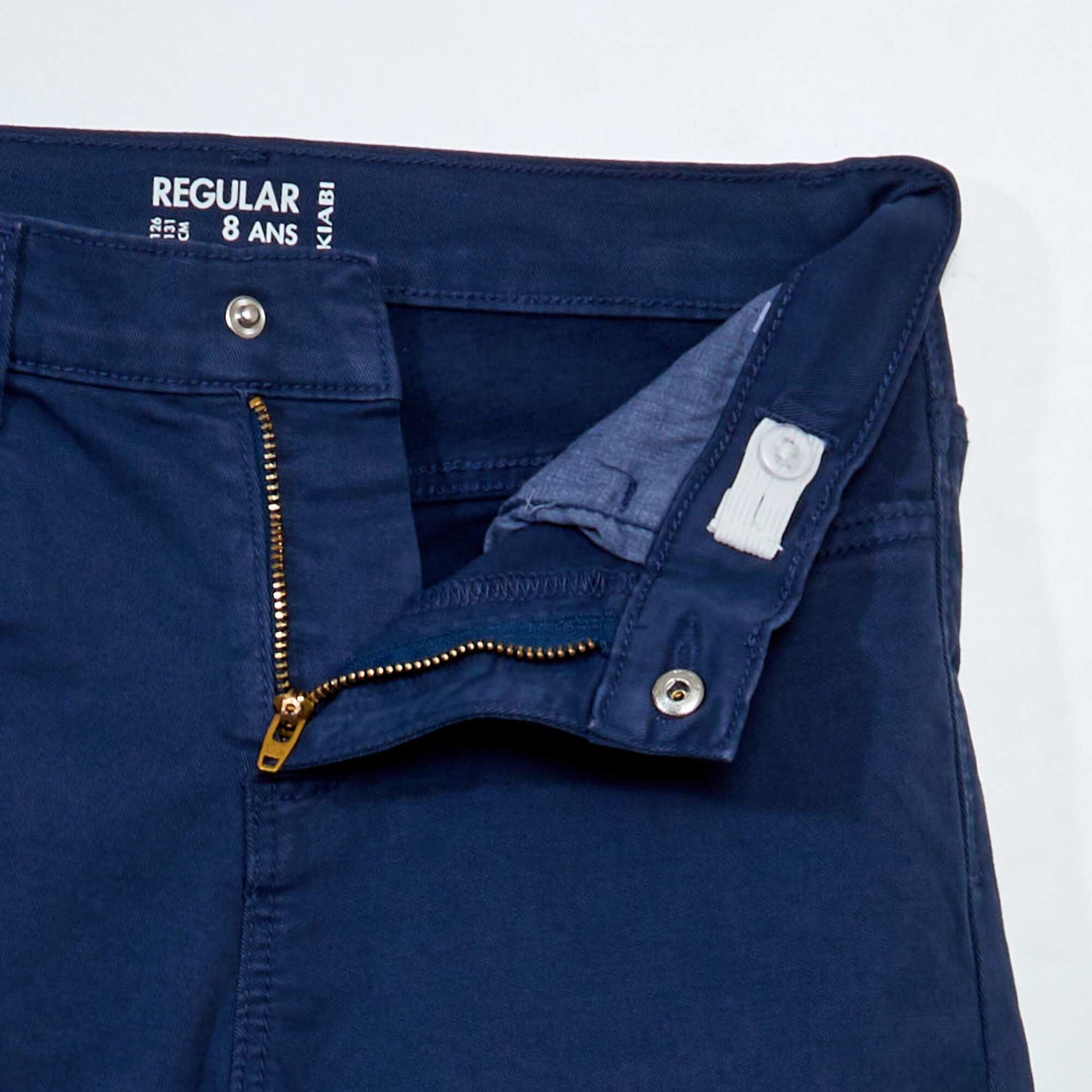Pantalon regular en twill Bleu