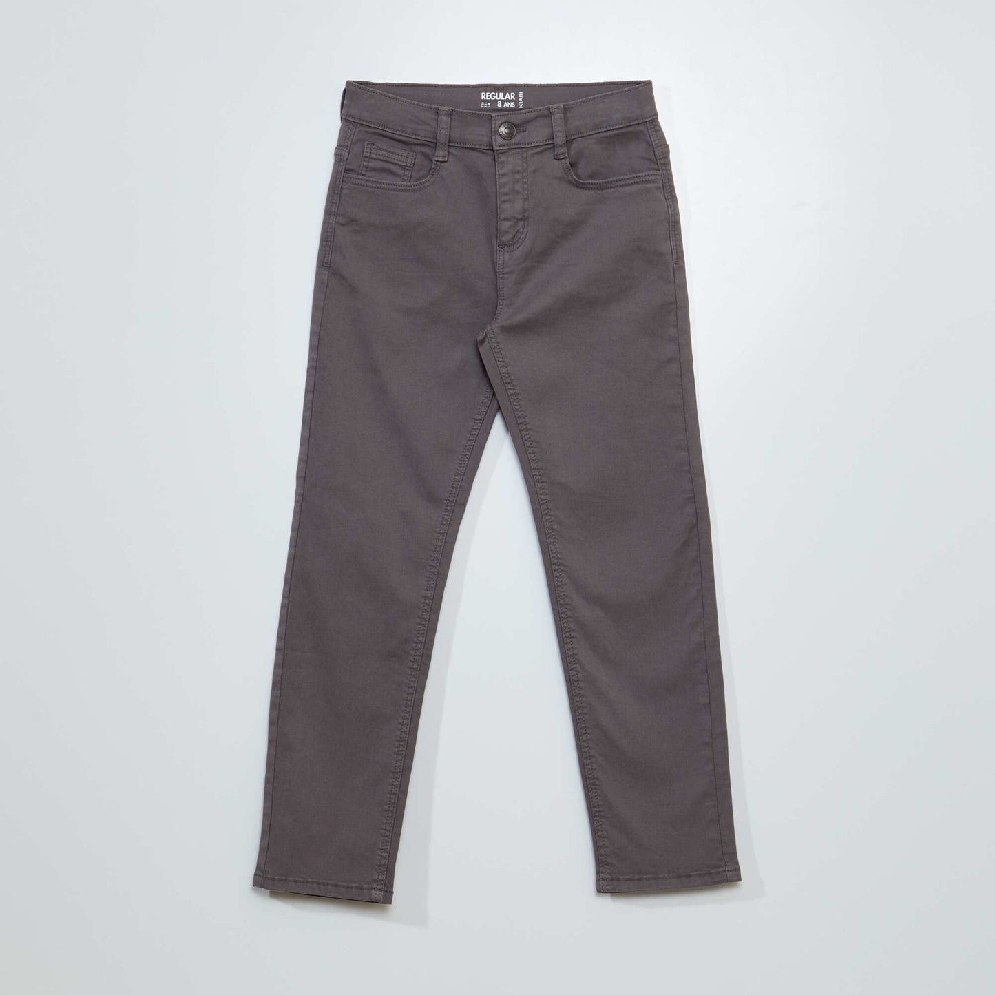 Pantalon regular en twill Gris