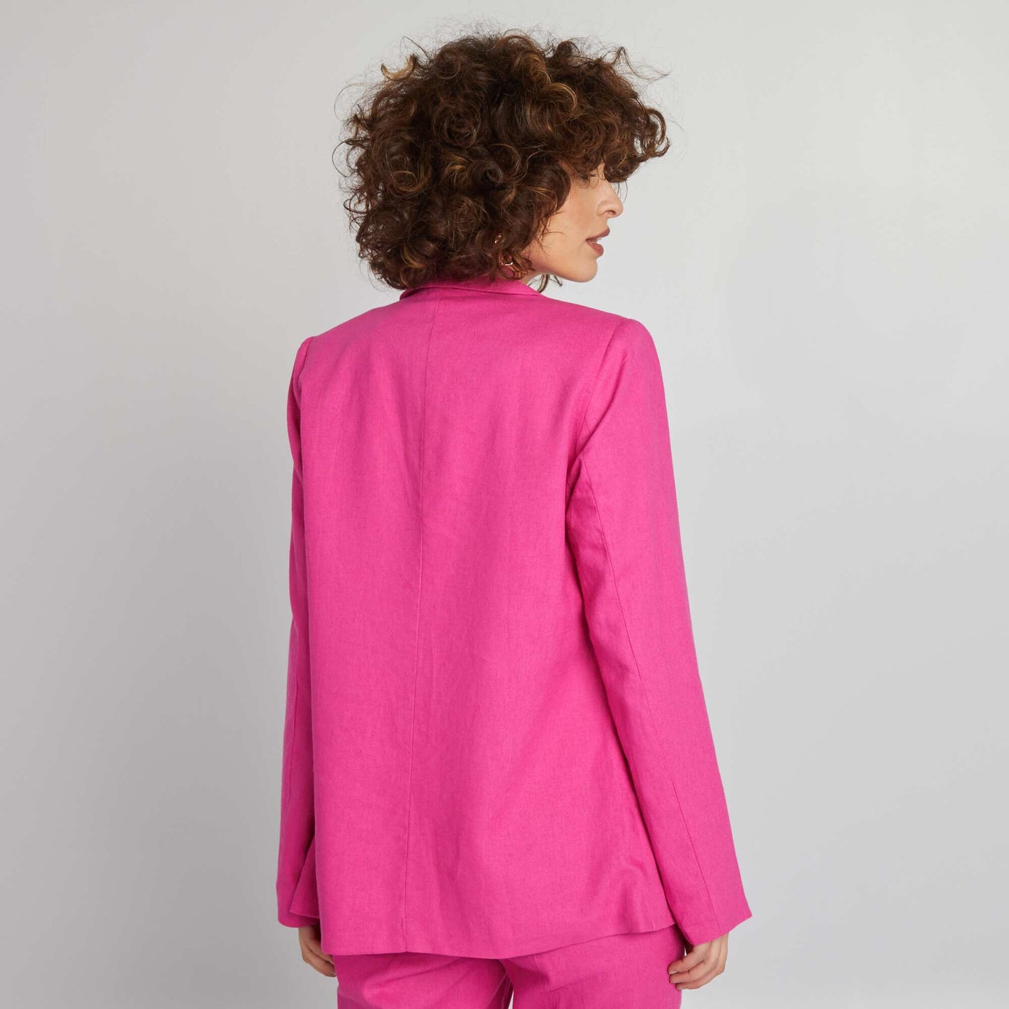 Veste tailleur en lin Rose