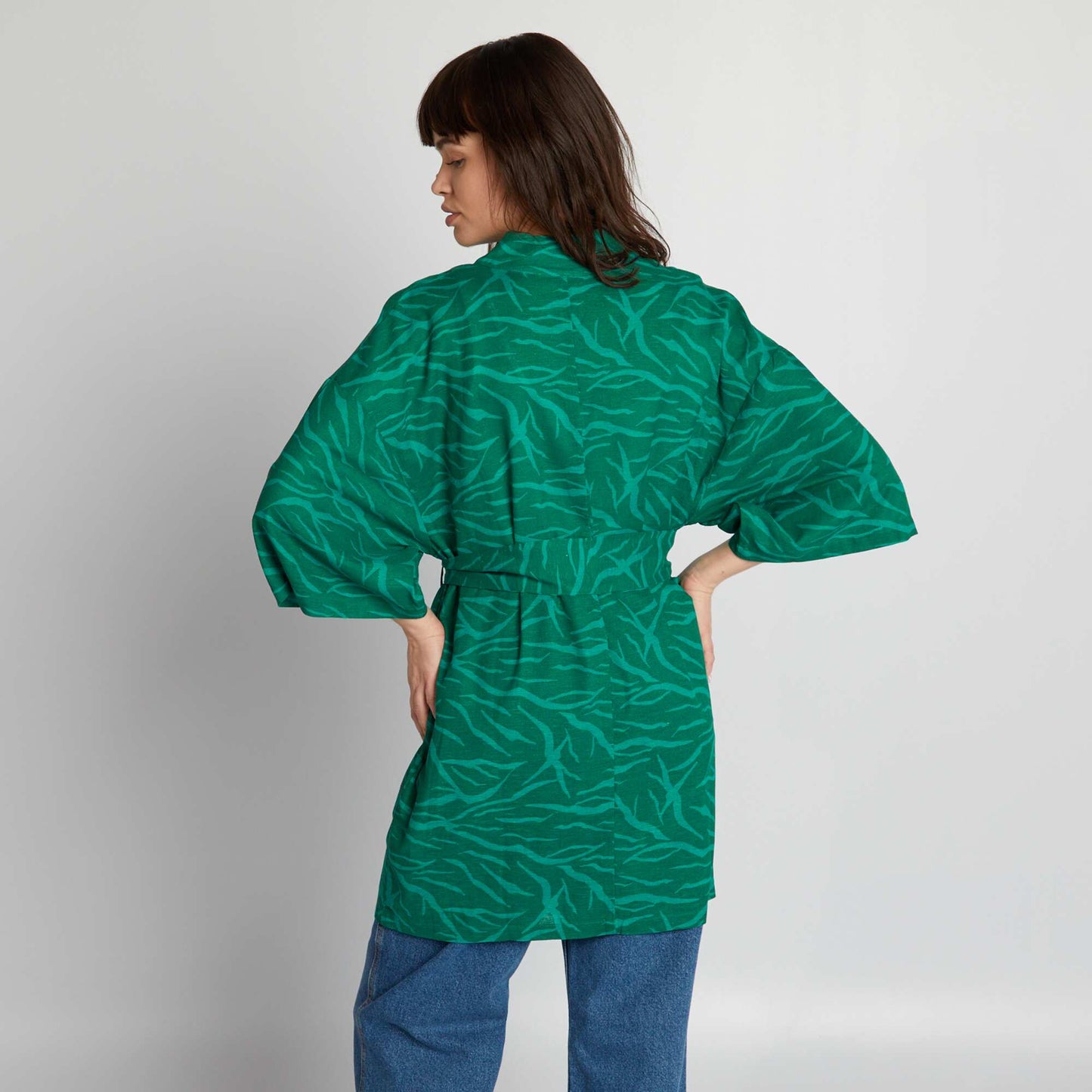 Veste kimono imprimé zébré Vert
