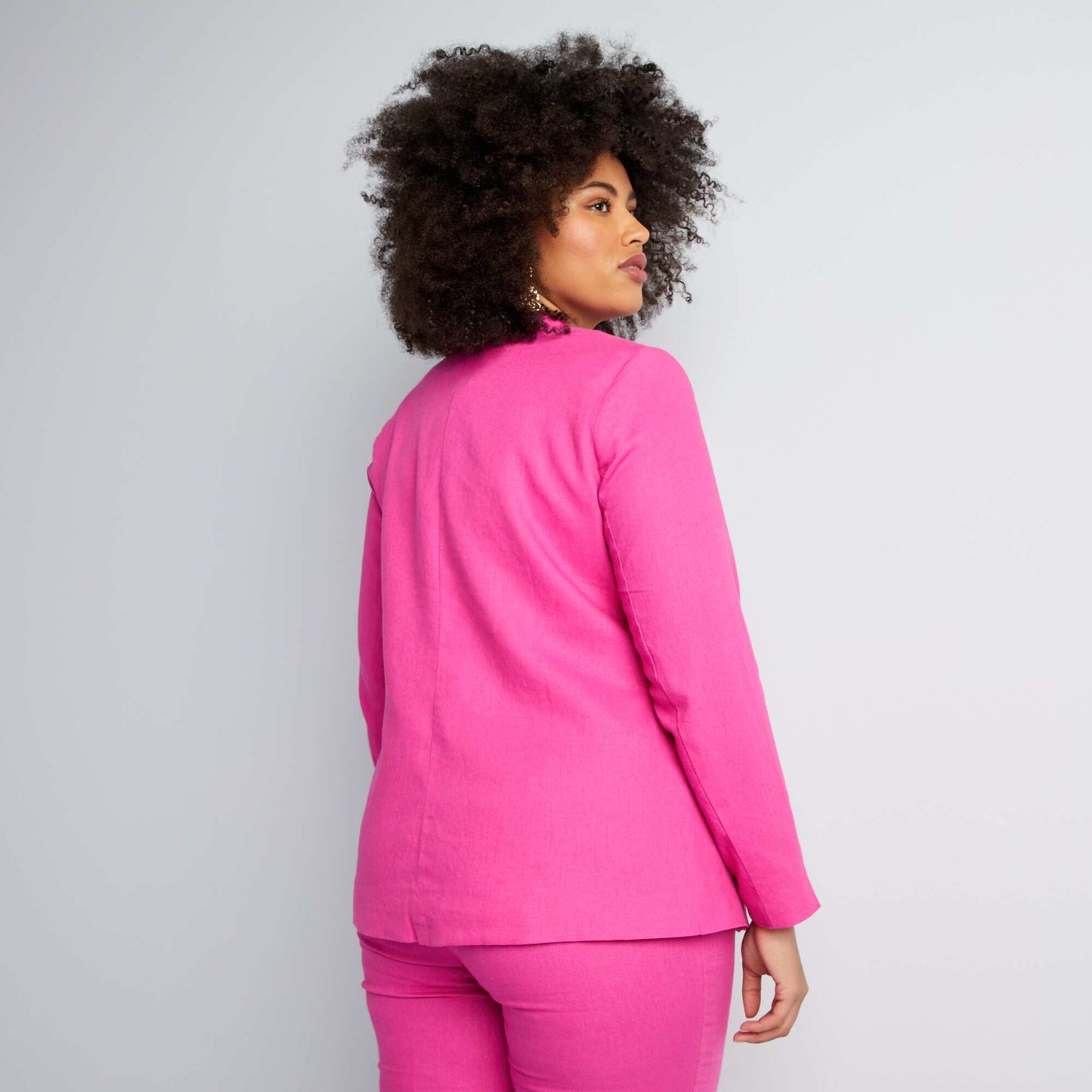 Veste de tailleur à col droit avec lin Rose