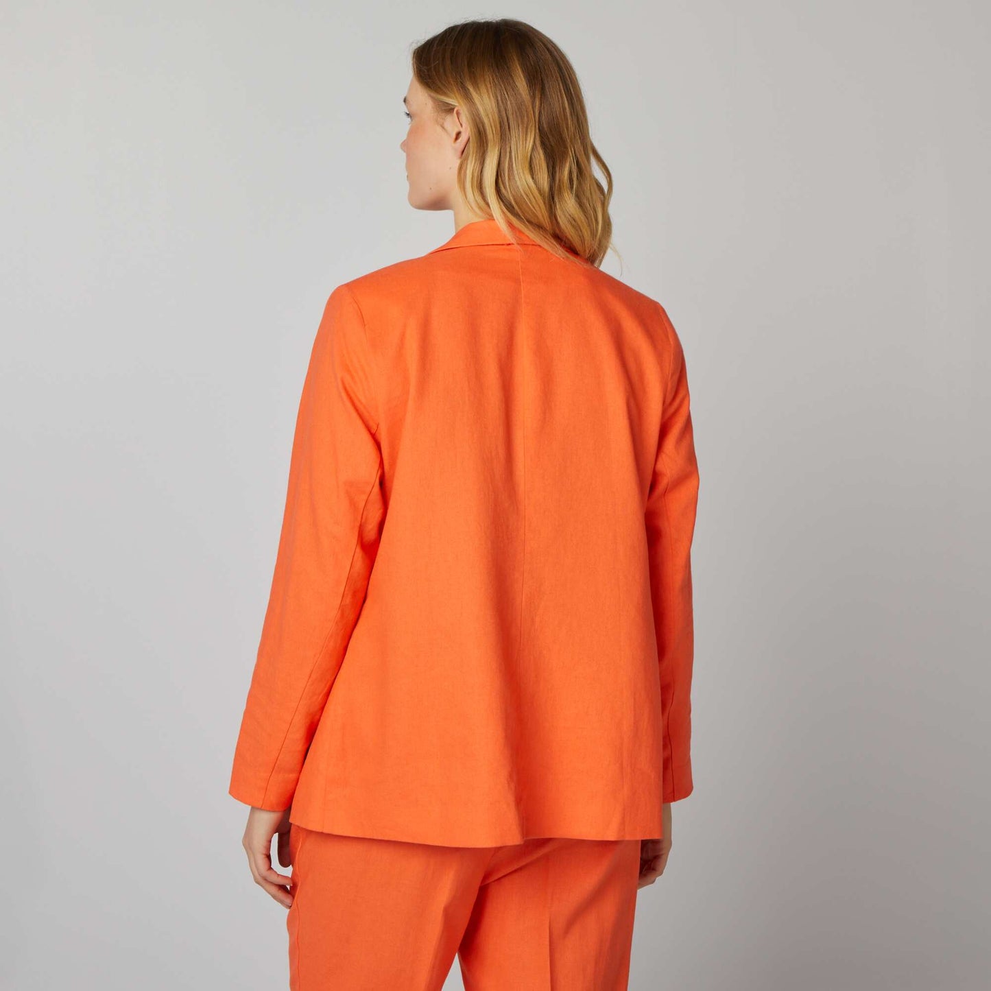 Veste de tailleur à col droit avec lin Orange