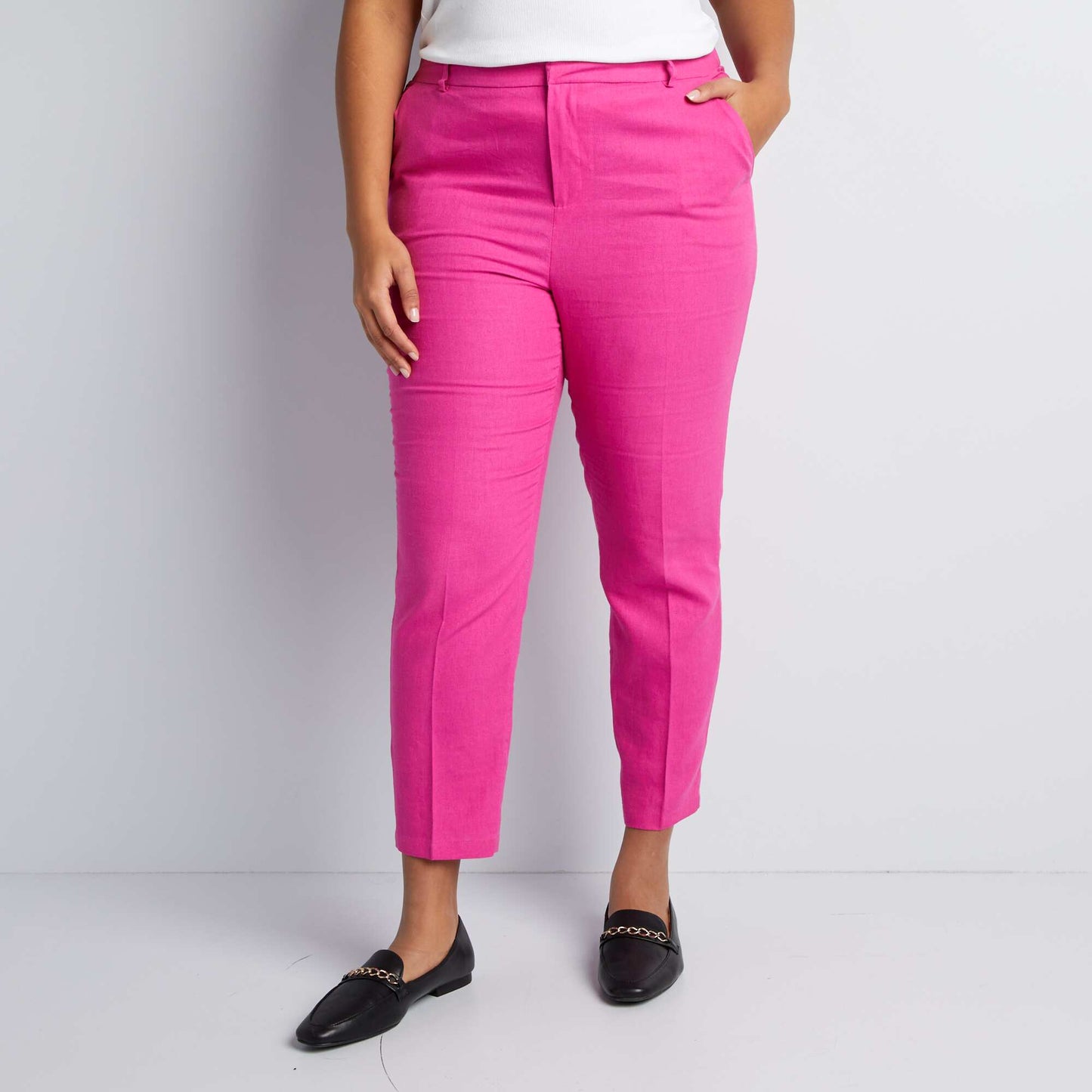 Pantalon skinny avec lin Rose