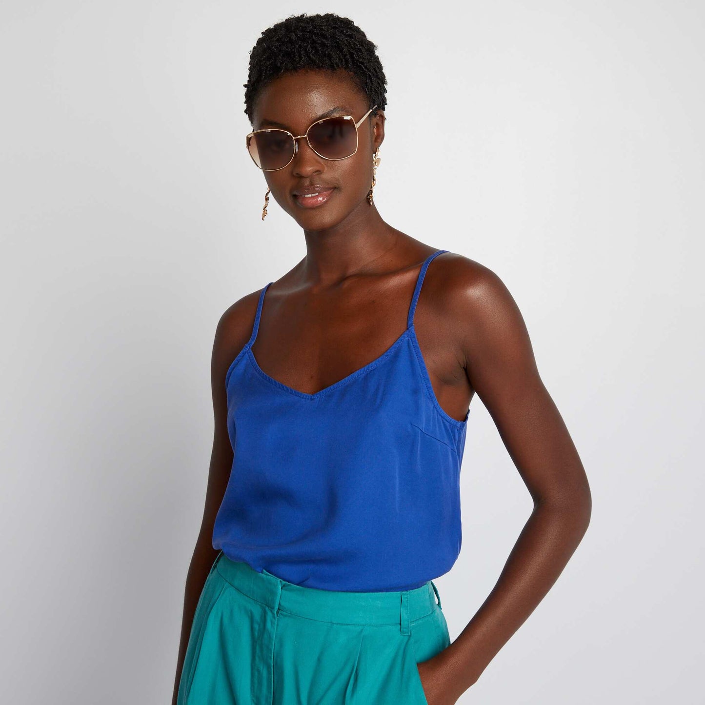 Top à fines bretelles Bleu