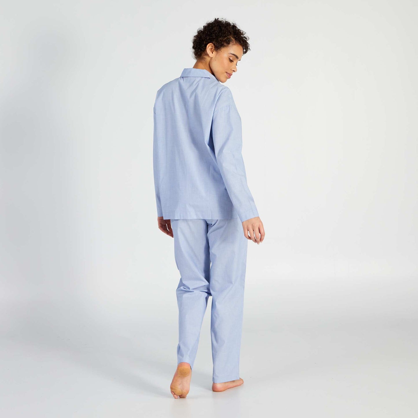 Ensemble pyjama long chemisier + pantalon - 2 pièces Bleu