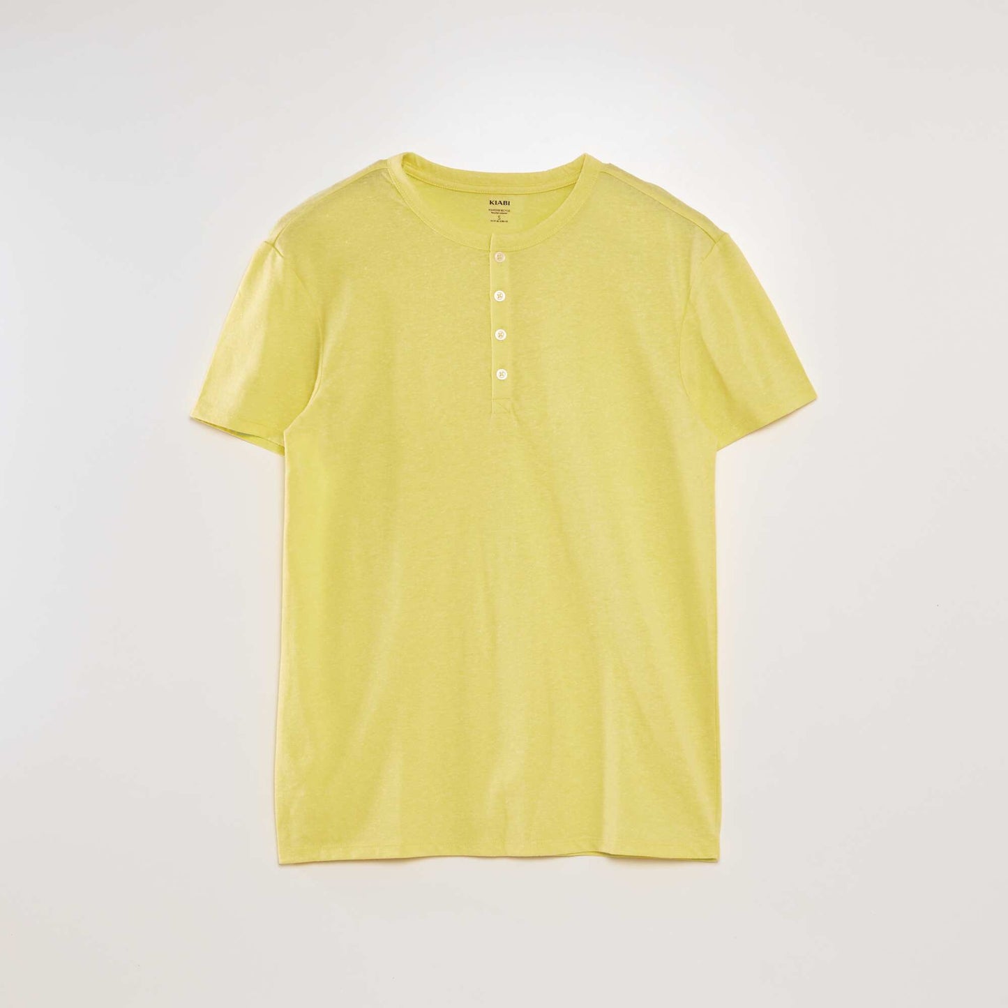 Tee-shirt maille moulinée col tunisien Jaune