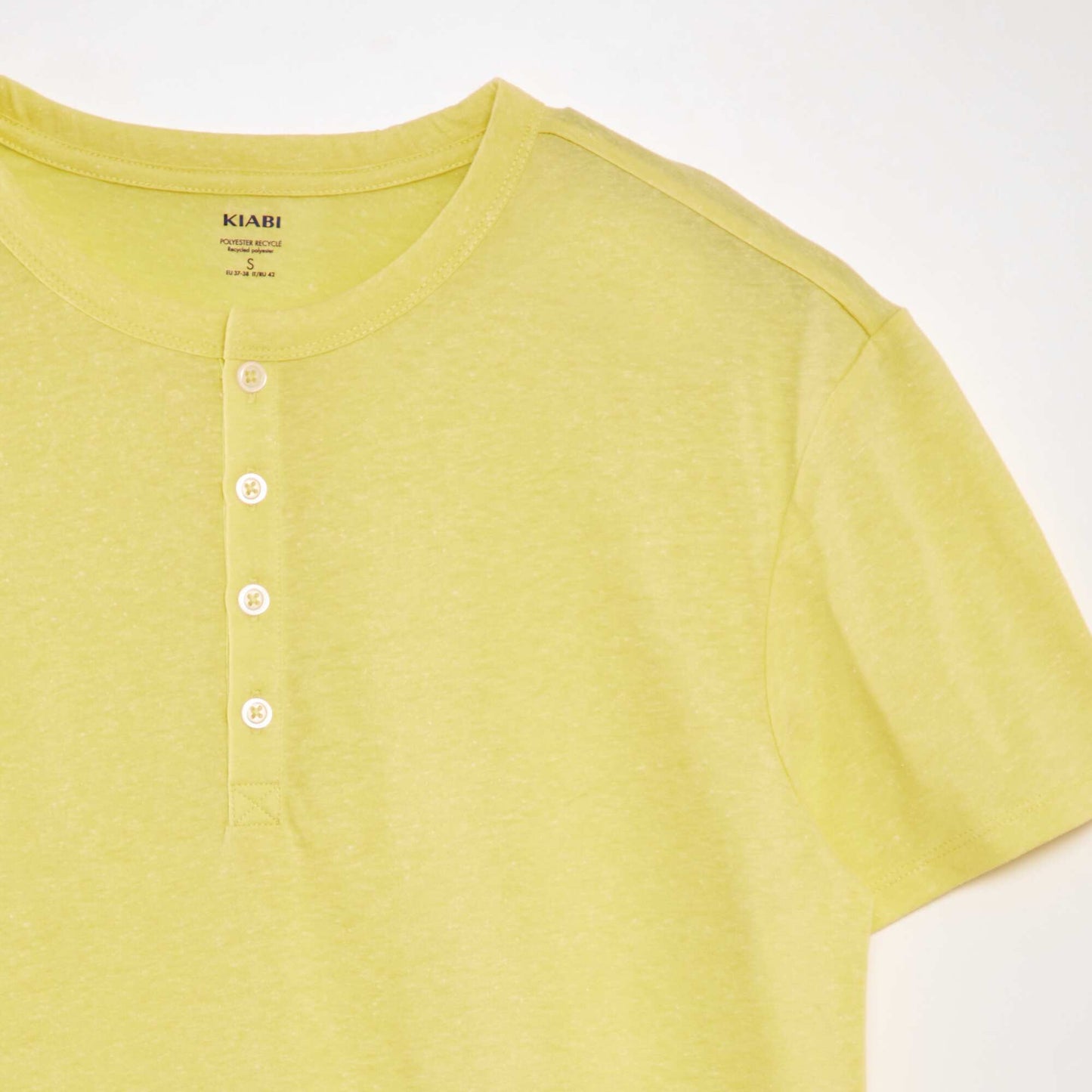 Tee-shirt maille moulinée col tunisien Jaune