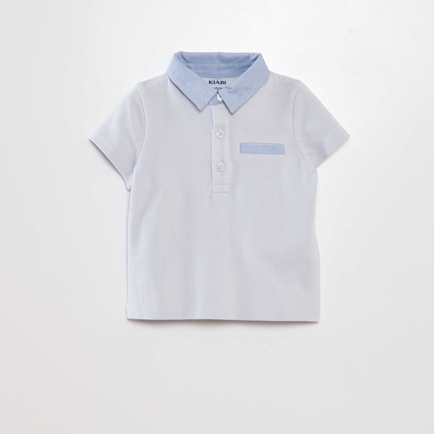 Polo en piqué de coton Bleu