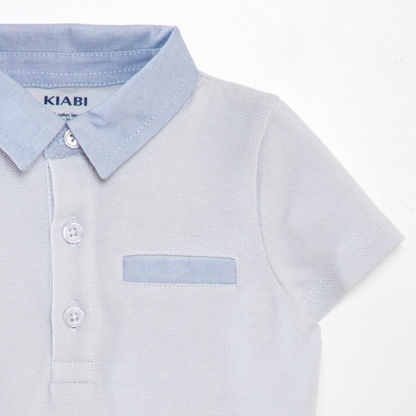 Polo en piqué de coton Bleu