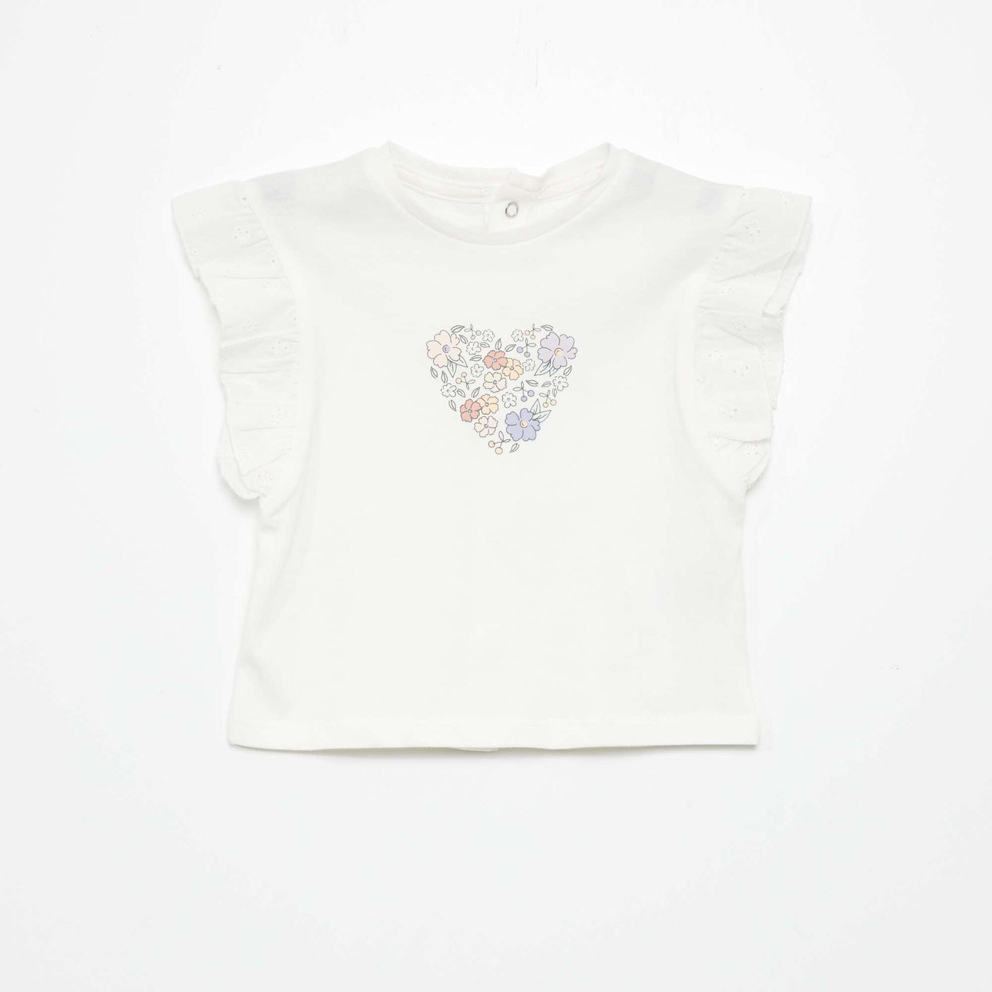 Top en coton à épaules volantées Blanc
