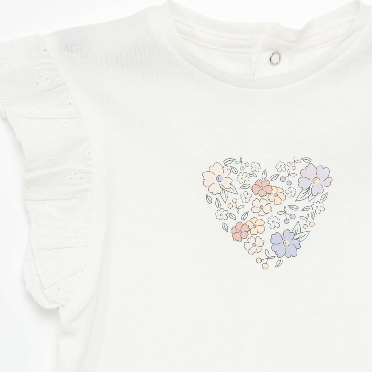 Top en coton à épaules volantées Blanc