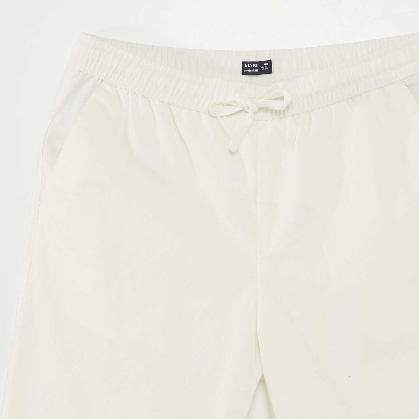 Bermuda chino large avec lin blanc
