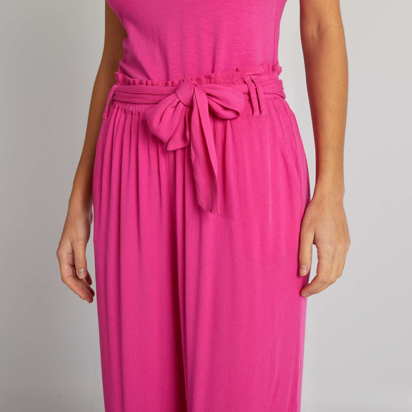 Pantalon avec ceinture à nouer Rose