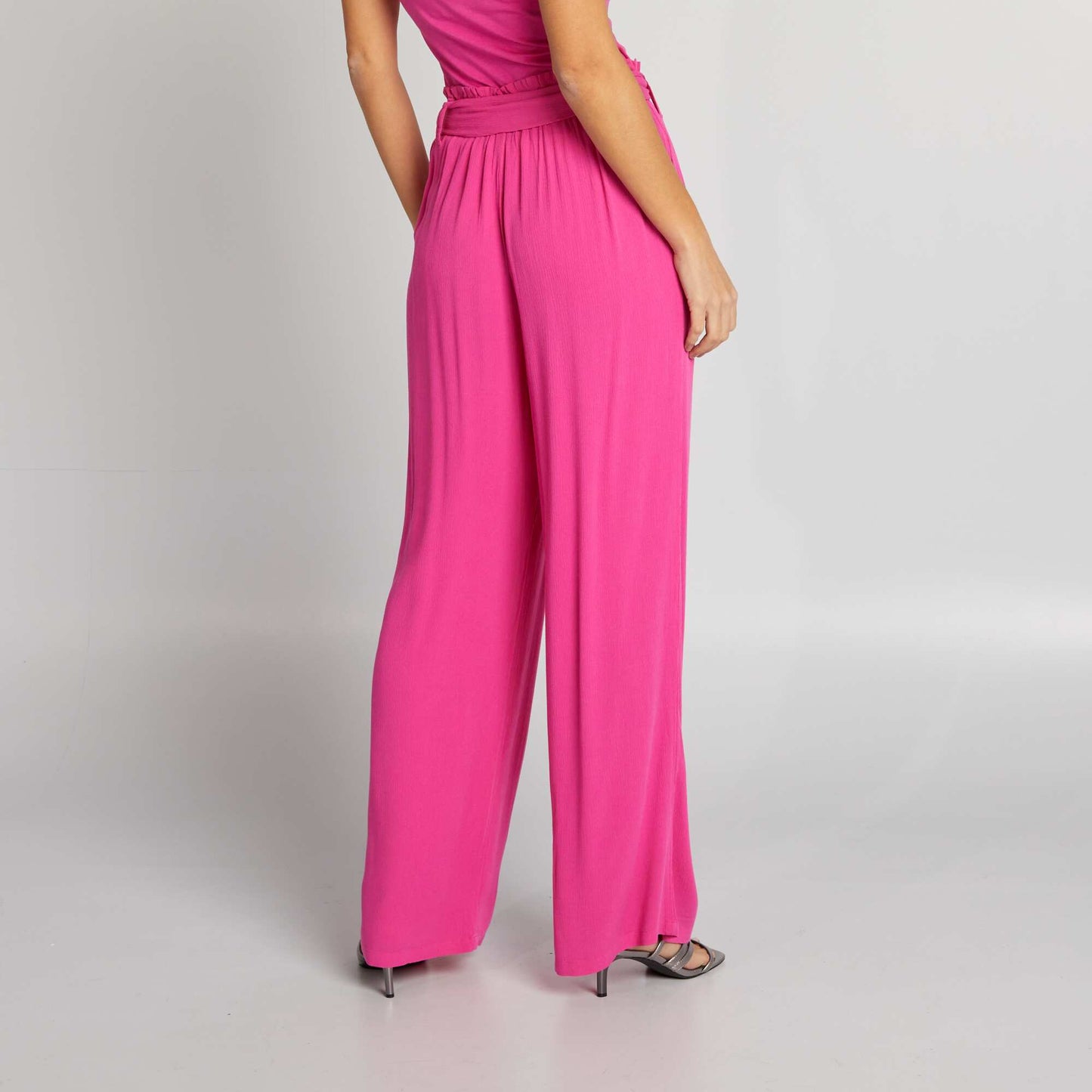 Pantalon avec ceinture à nouer Rose