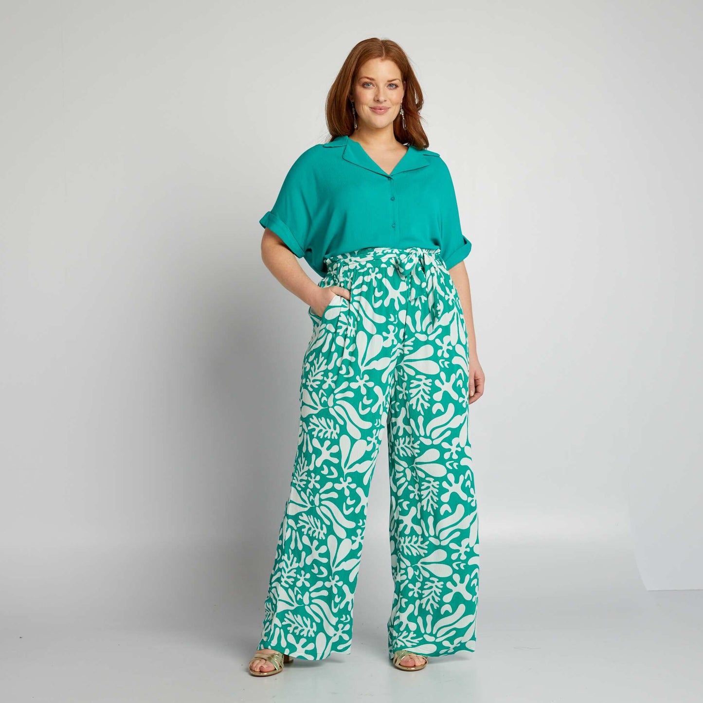 Pantalon large fluide Vert