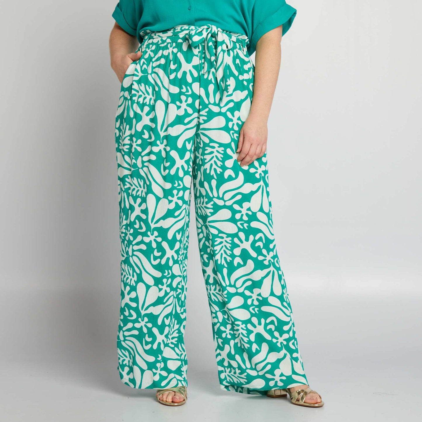 Pantalon large fluide Vert