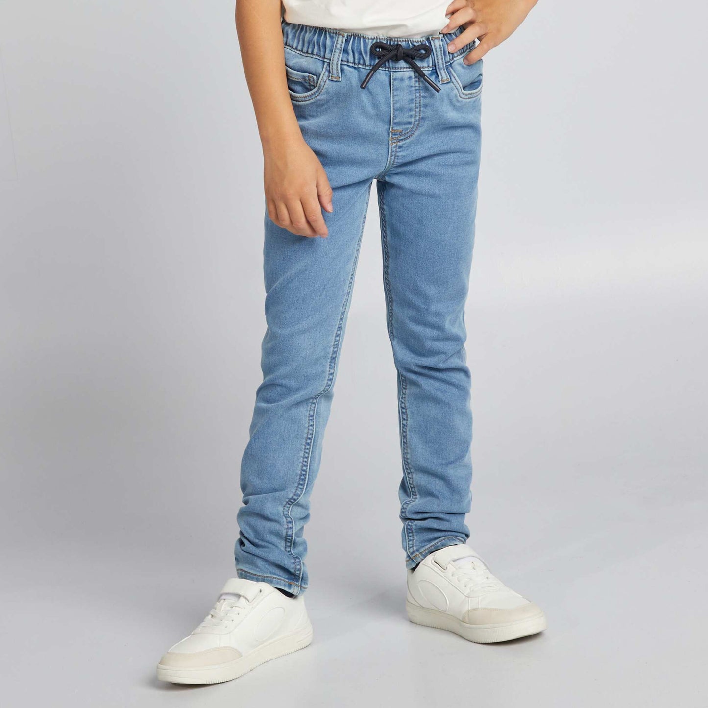 Jean à taille élastiquée avec cordons Double stone