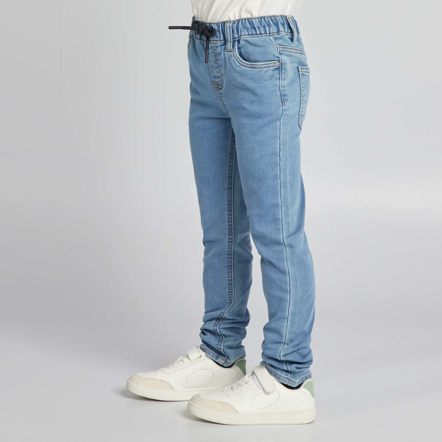 Jean à taille élastiquée avec cordons Double stone