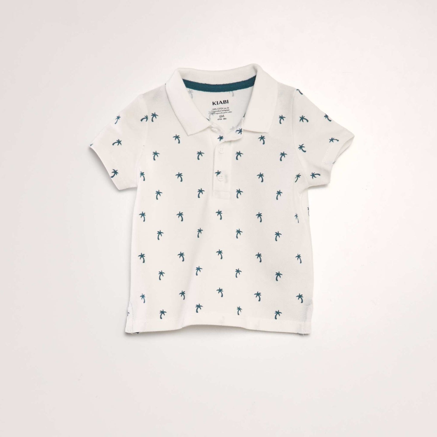 Polo en piqué de coton avec imprimé Blanc 'palmiers'