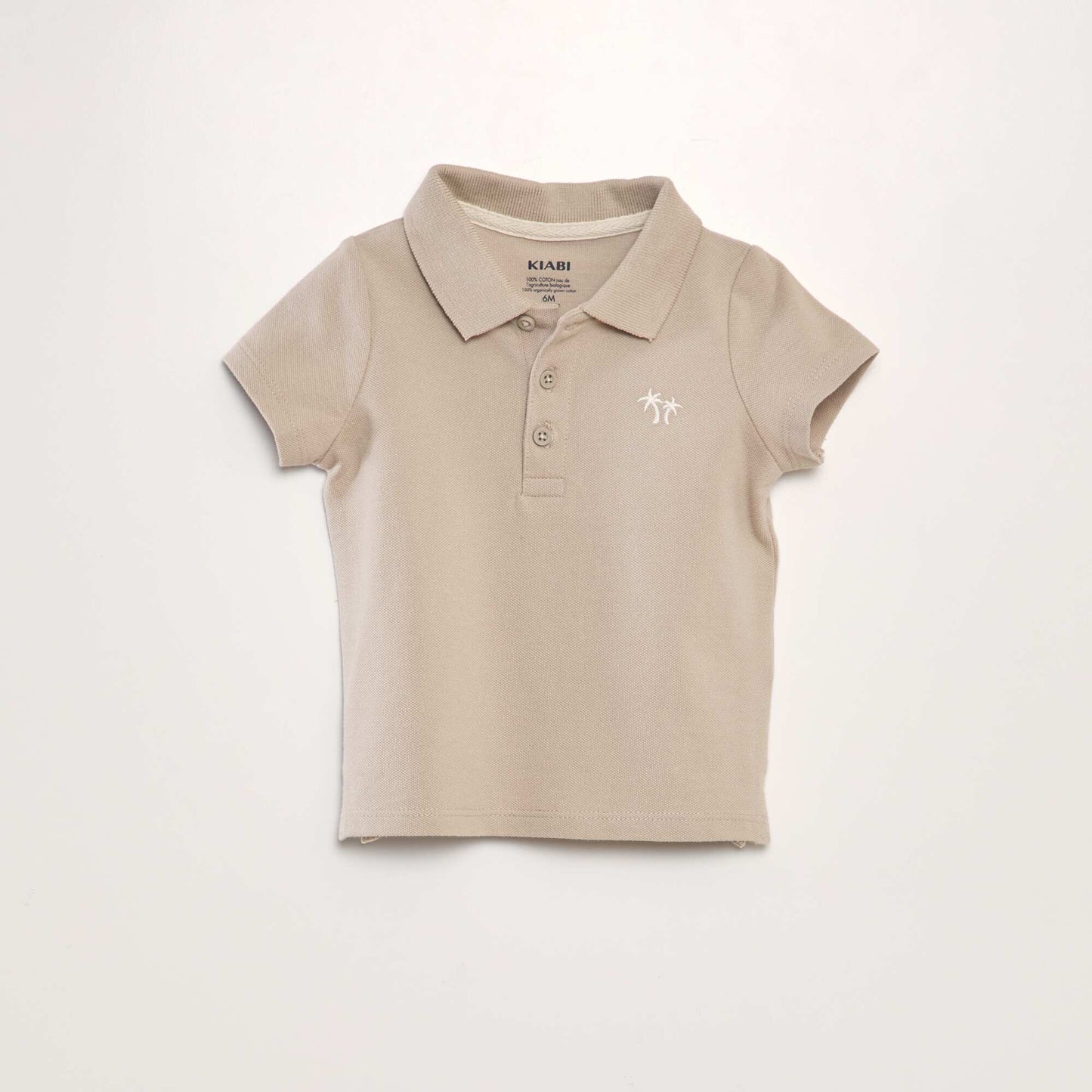 Polo en piqué de coton 'palmier' Beige