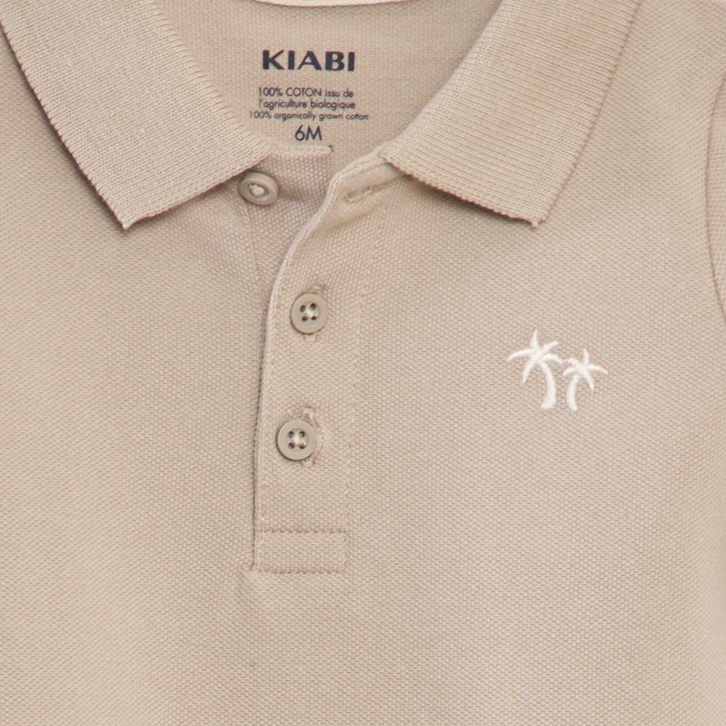 Polo en piqué de coton 'palmier' Beige