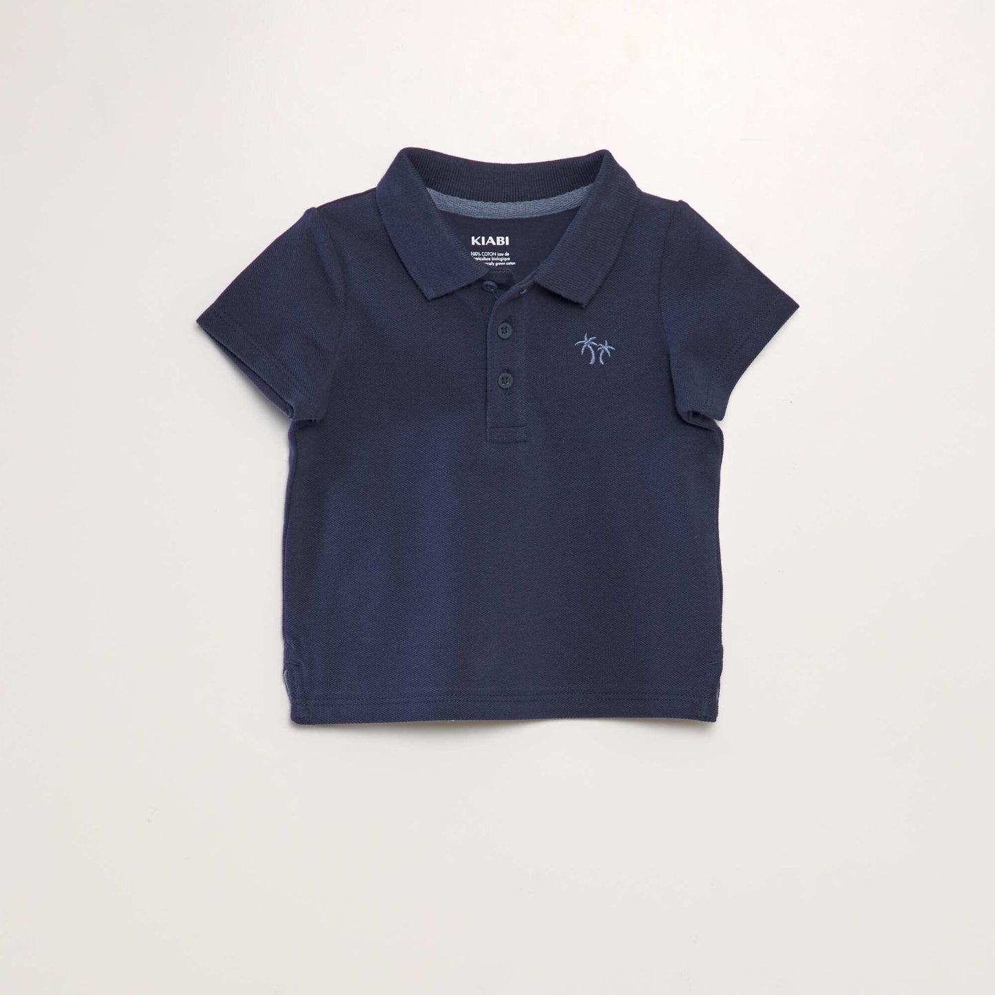 Polo en piqué de coton 'palmier' BLEU MARINE