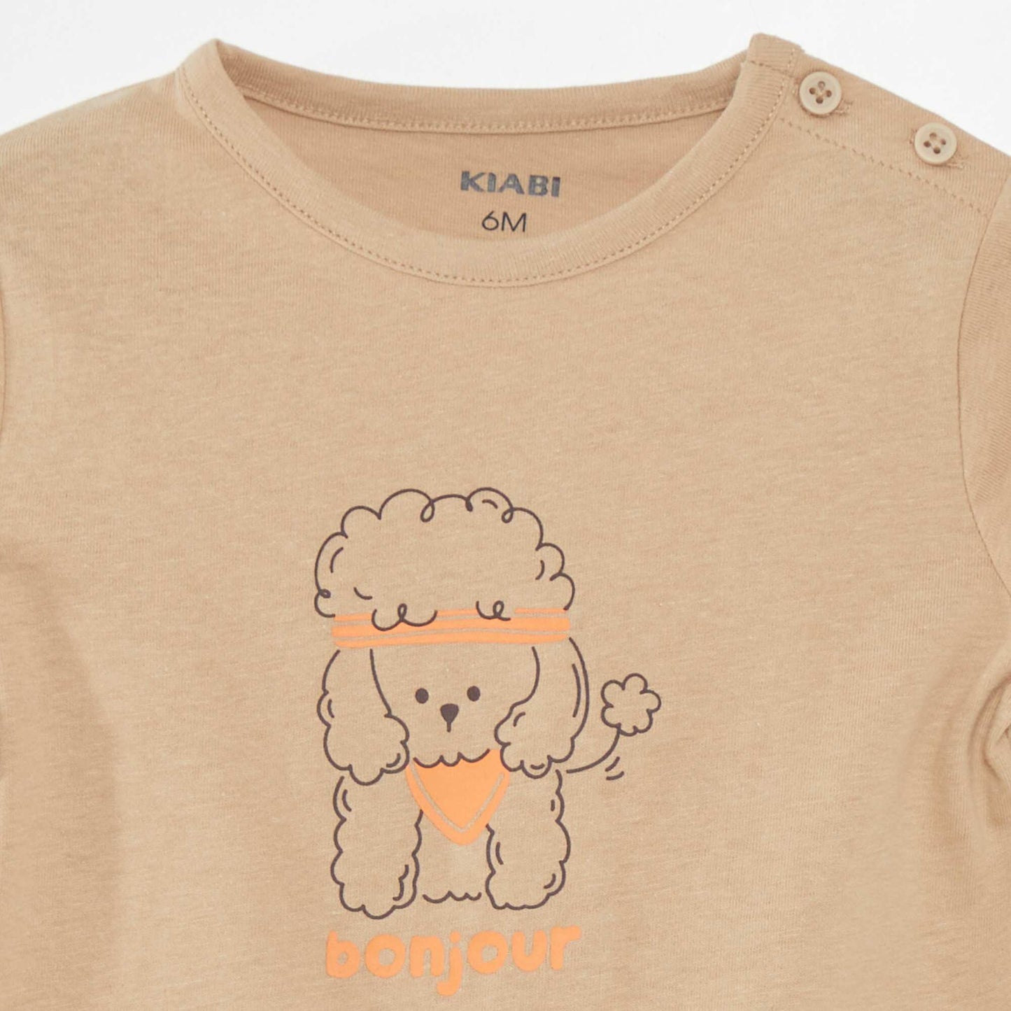 T-shirt manches courtes imprimé Beige