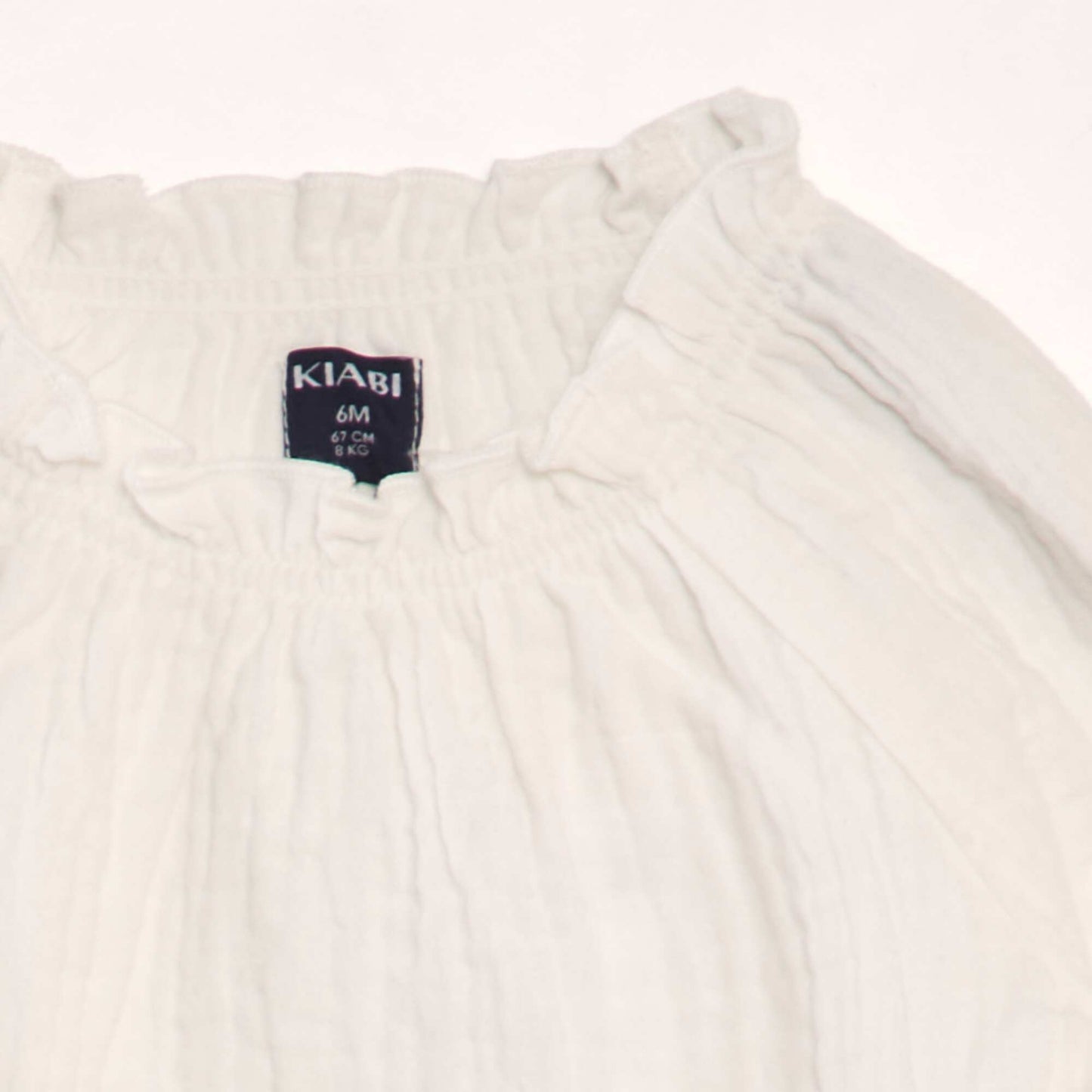 Blouse manches longues col volantée BLANC
