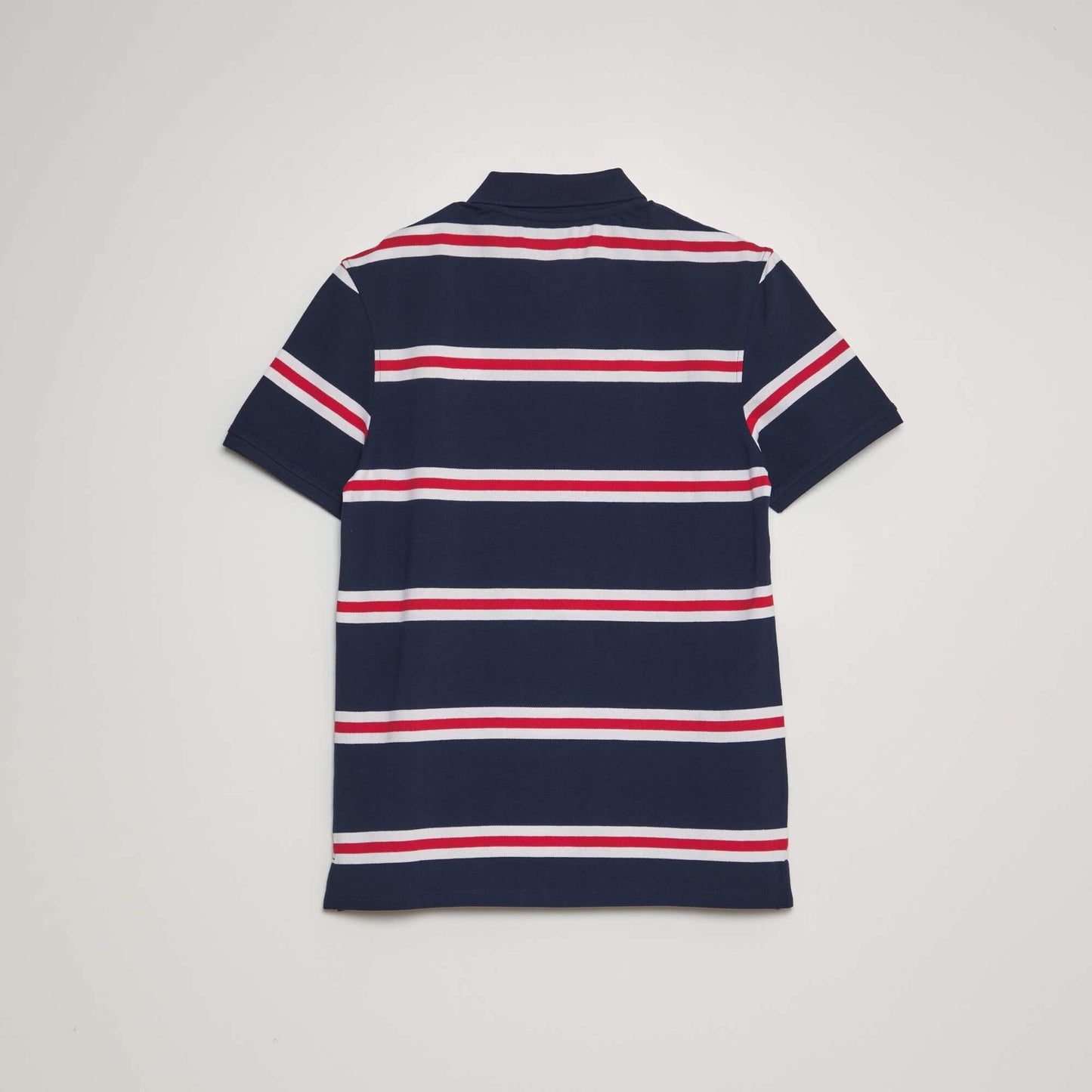 Polo à rayures en piqué de coton Bleu marine/rouge