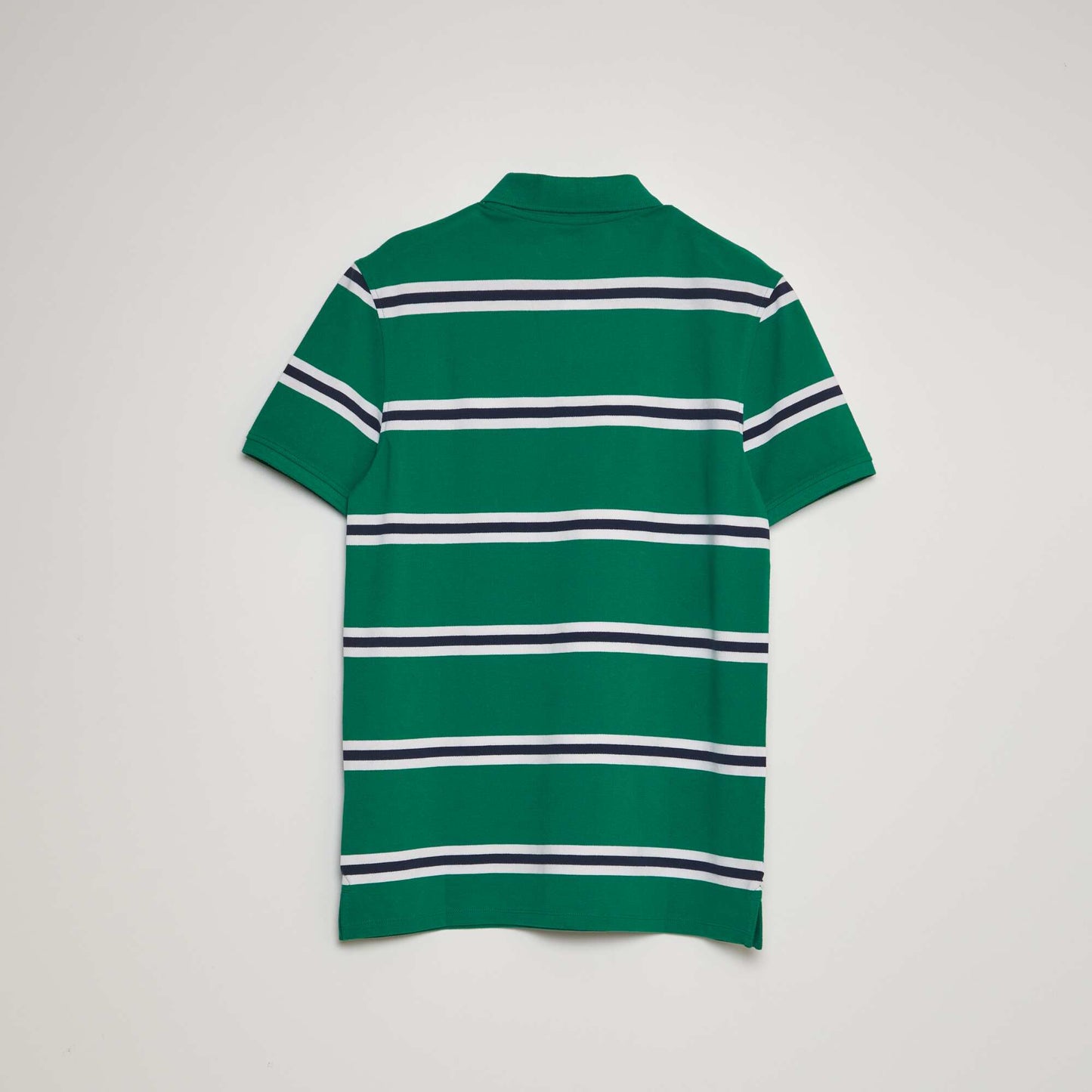 Polo à rayures en piqué de coton Vert/bleu marine