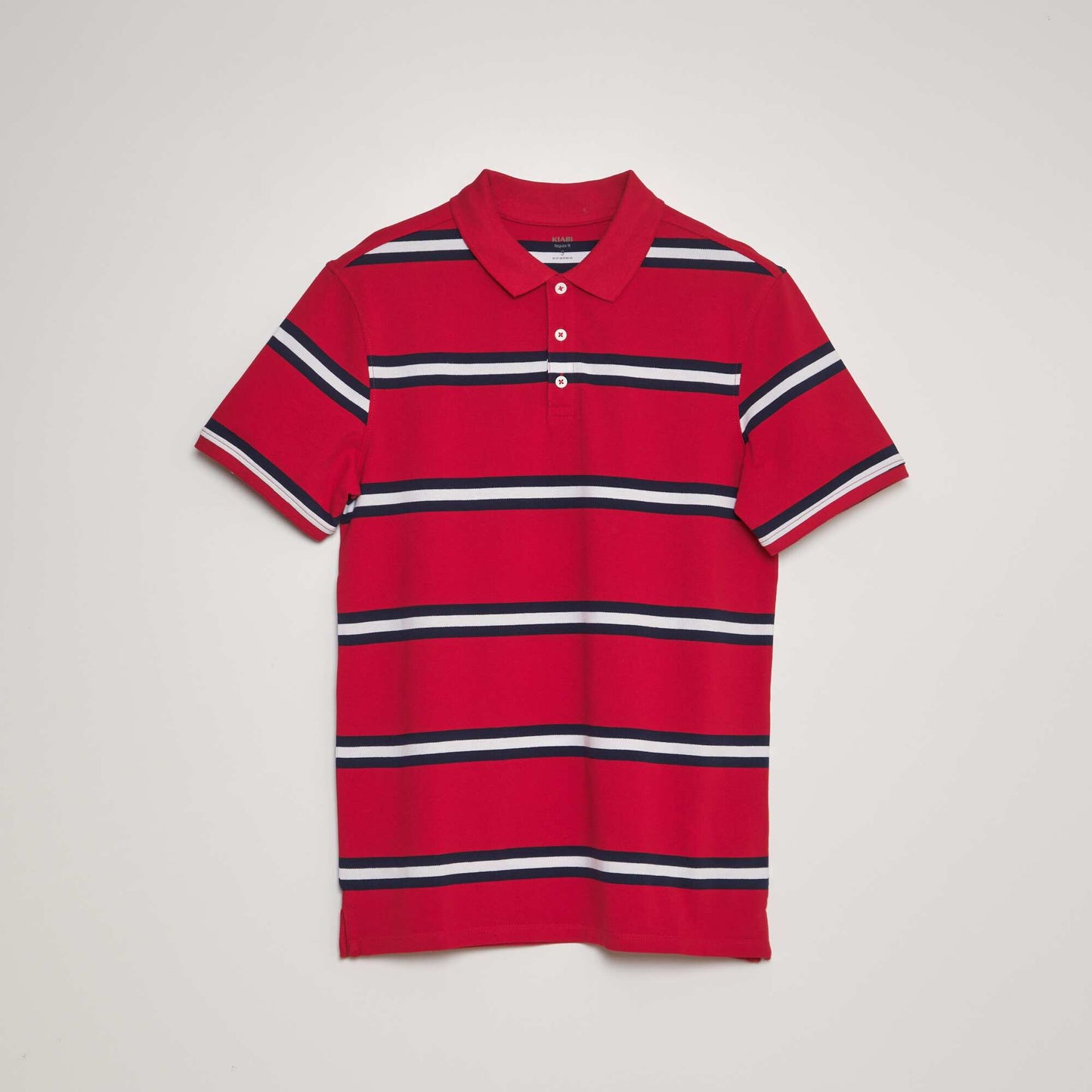 Polo à rayures en piqué de coton Rouge/bleu marine