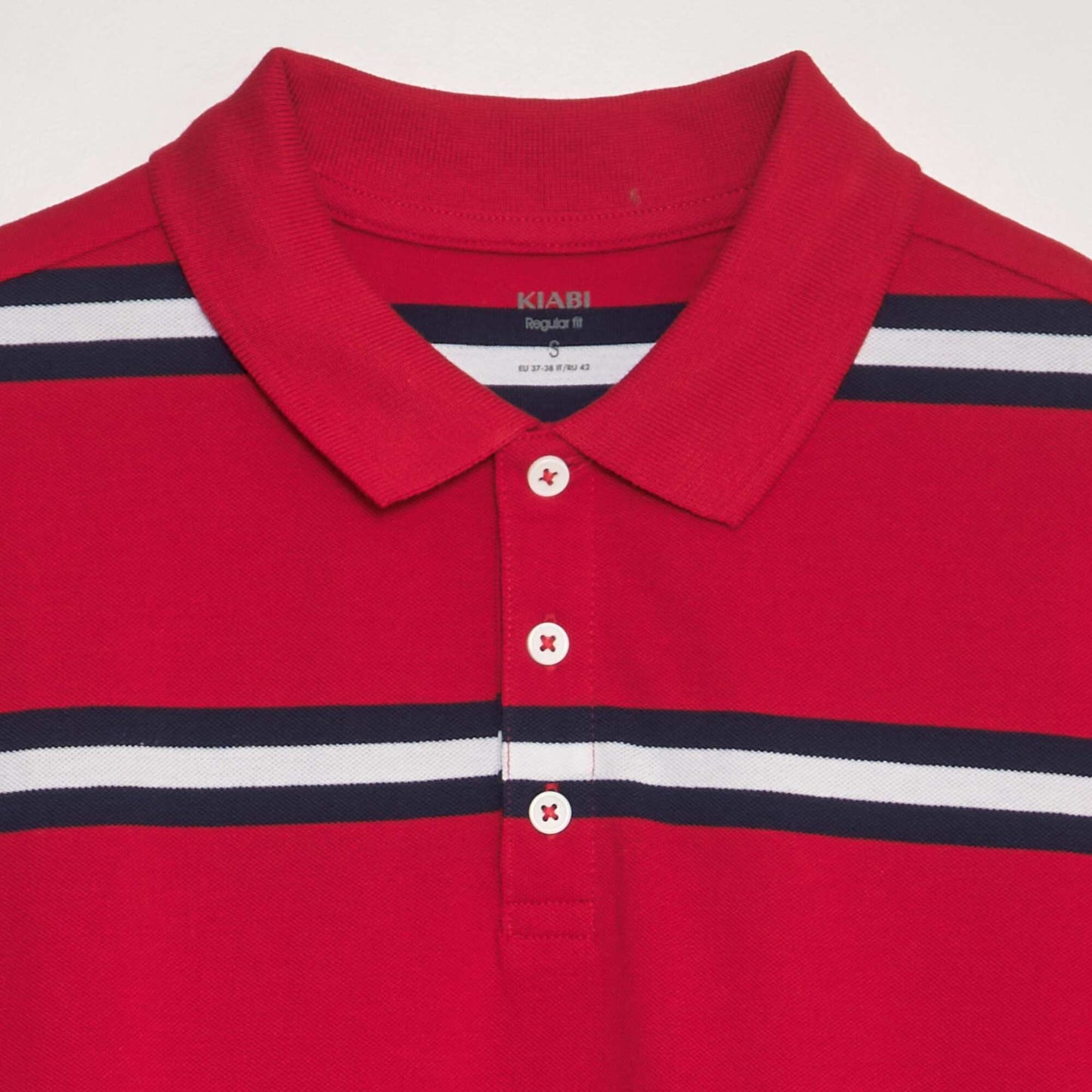 Polo à rayures en piqué de coton Rouge/bleu marine